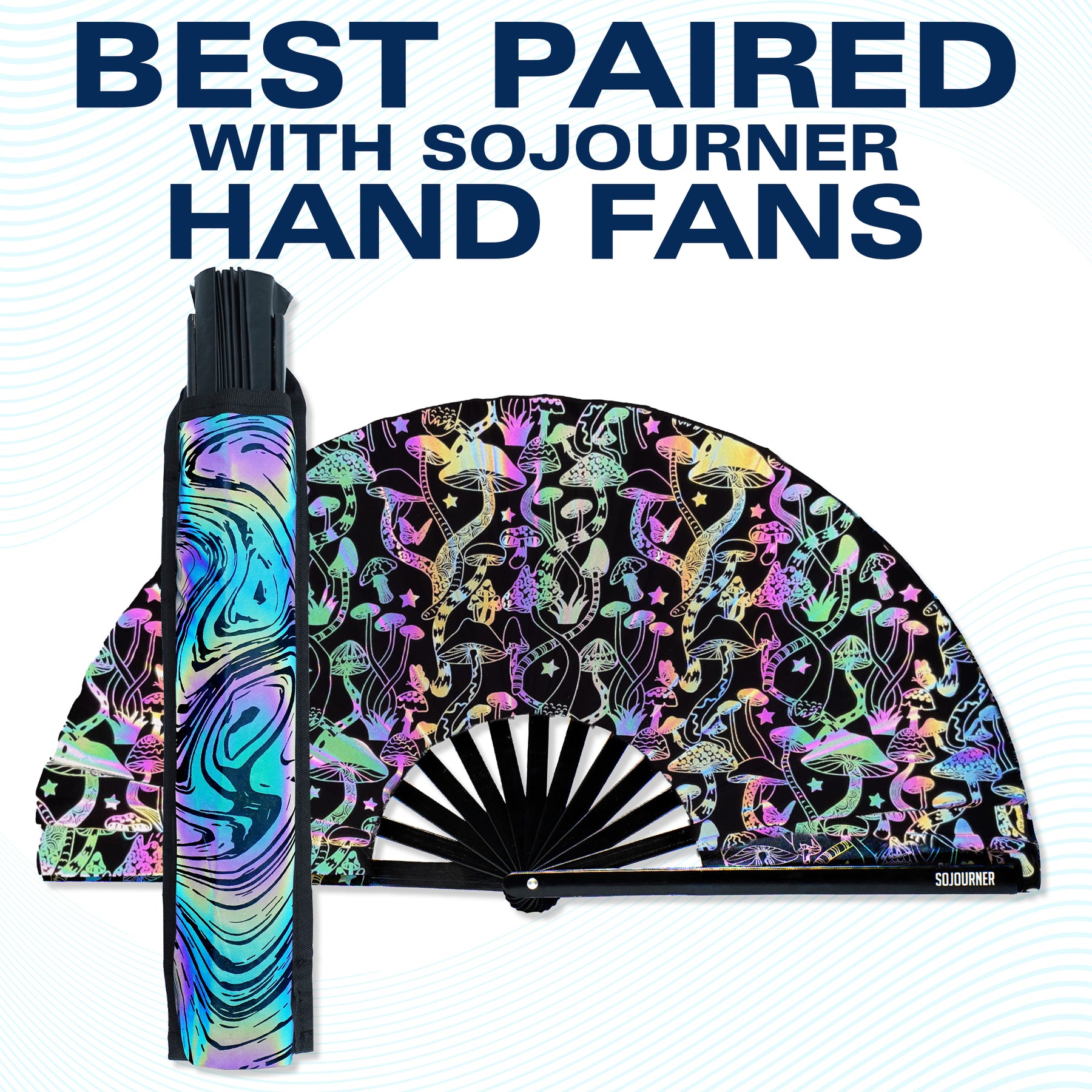 Rave Fan Holster - Rave Fan Holder - Rave Festival Accessories | Hand Fan Holder & Thigh Holster for Rave Essentials Swirl - Reflective