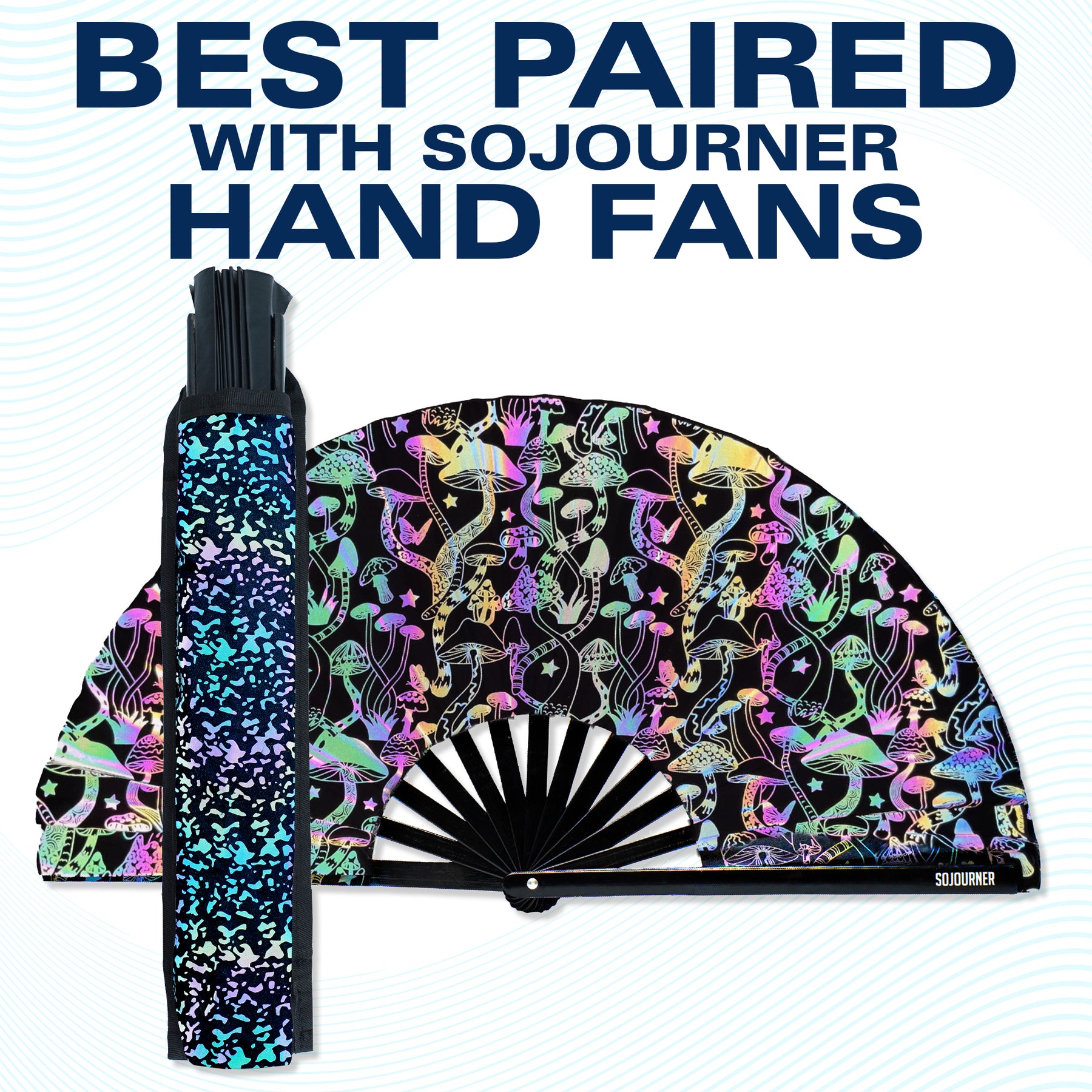 Rave Fan Holder - Rave Festival Accessories | Hand Fan Holder & Thigh Holster for Rave Essentials - Rainbow Cheetah - Reflective