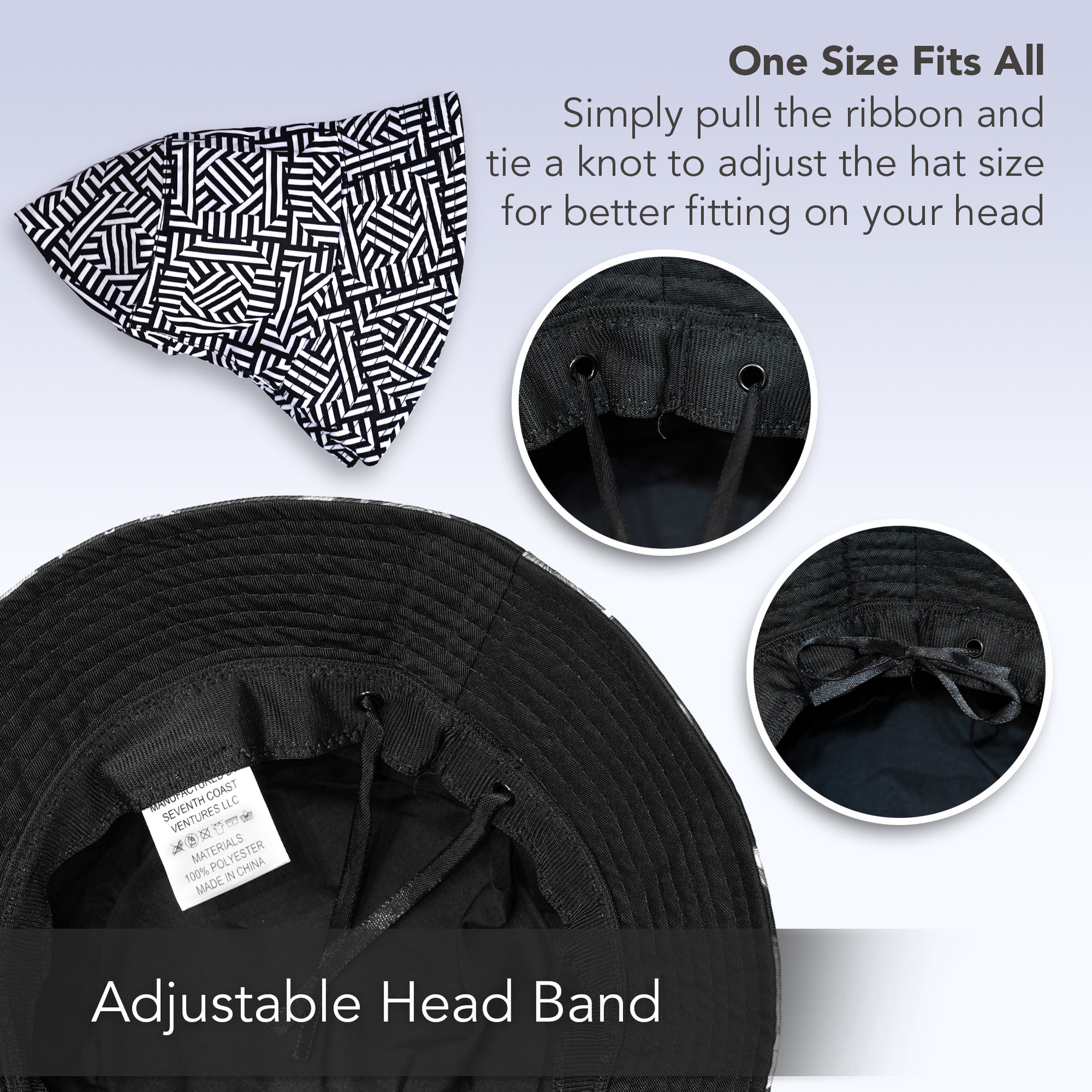 Rave Bucket Hat for Women & Men - Black & White Checkered
