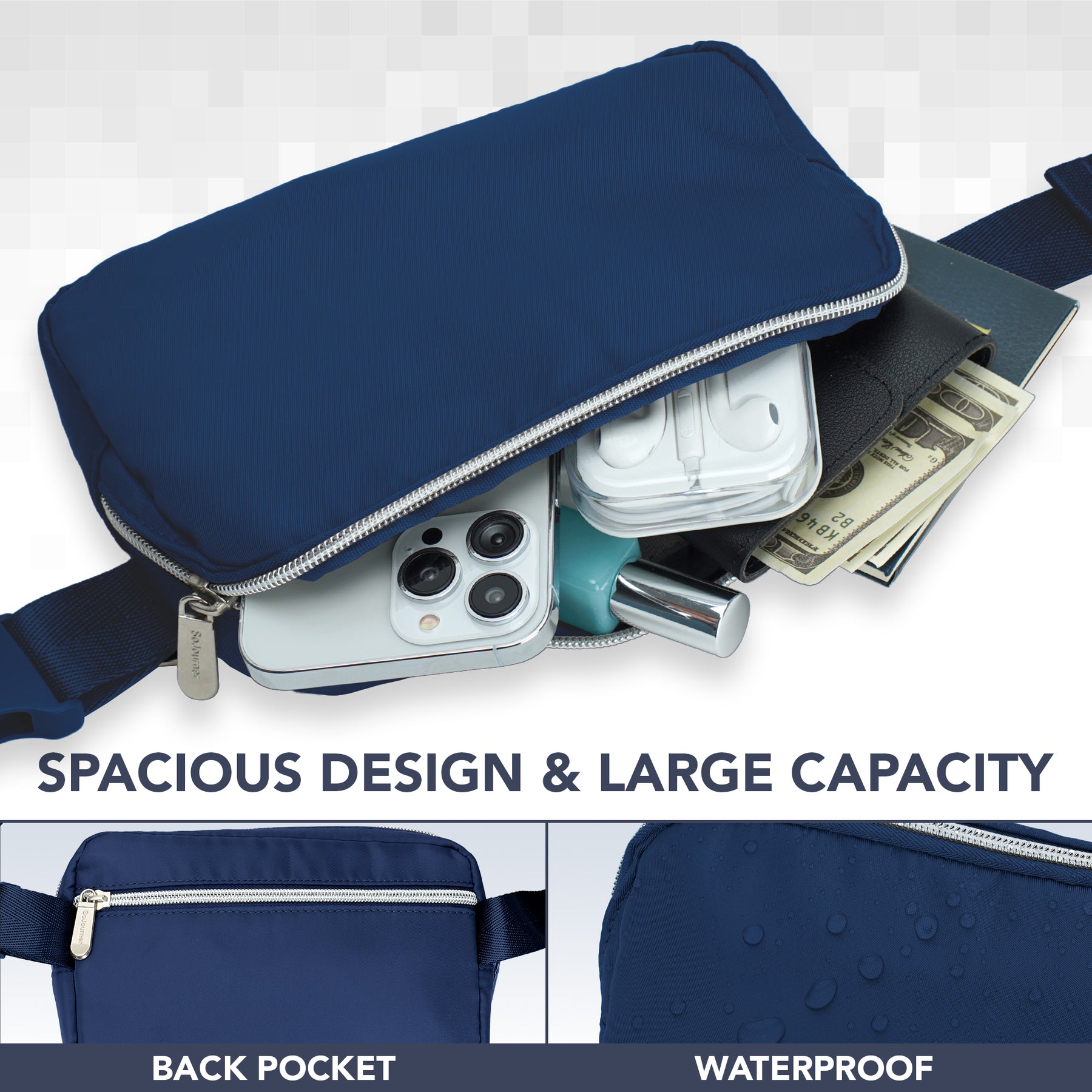 Navy Blue Fanny Pack Belt Bag for Women I Cross Body Fanny Packs for Women - Crossbody Bags small Waist Bag Men