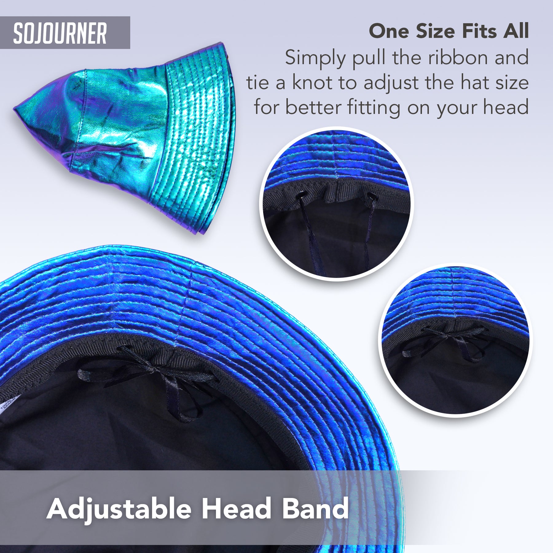 Rave Bucket Hat for Women & Men - Holographic Metallic Purple