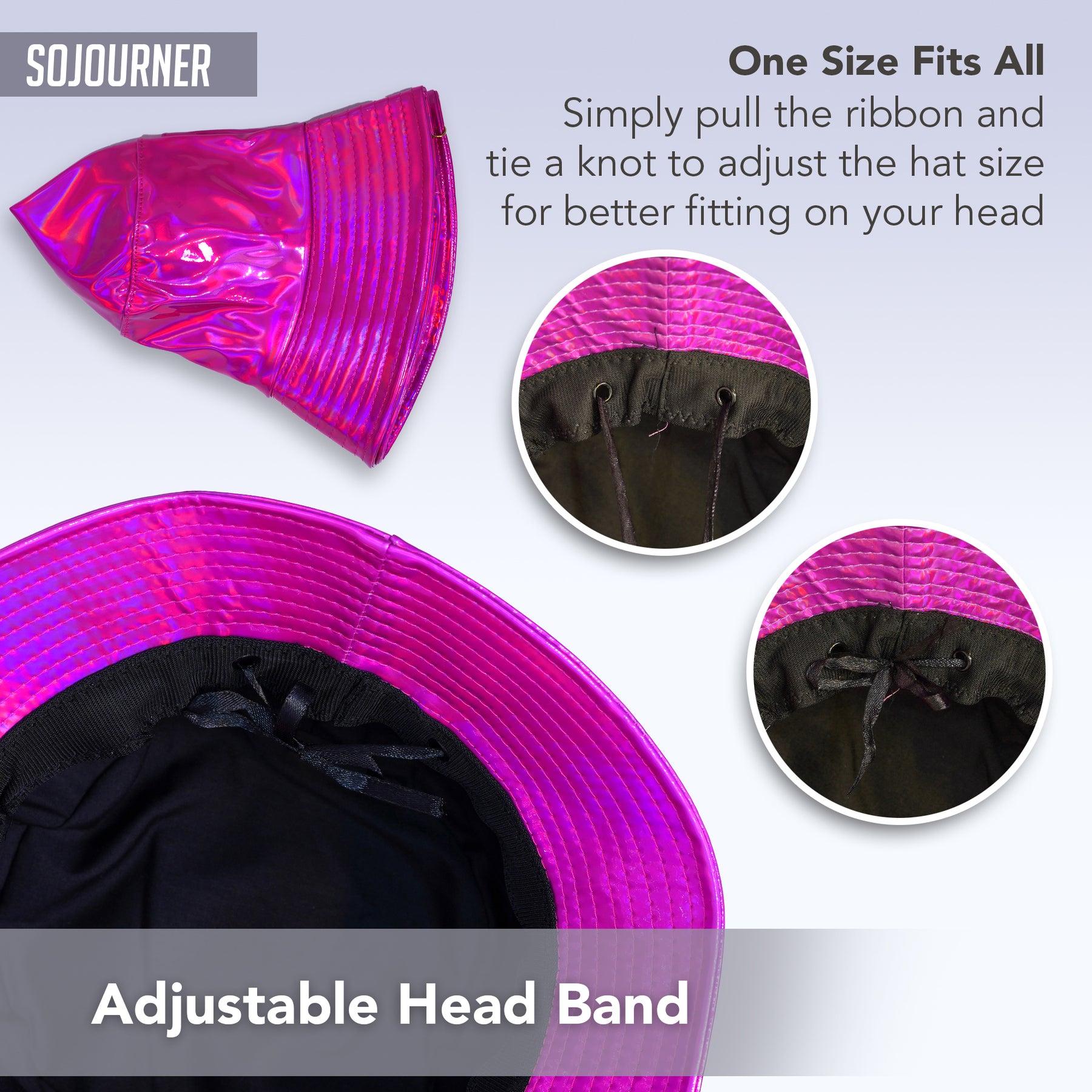 Rave Bucket Hat for Women & Men Holographic Pink