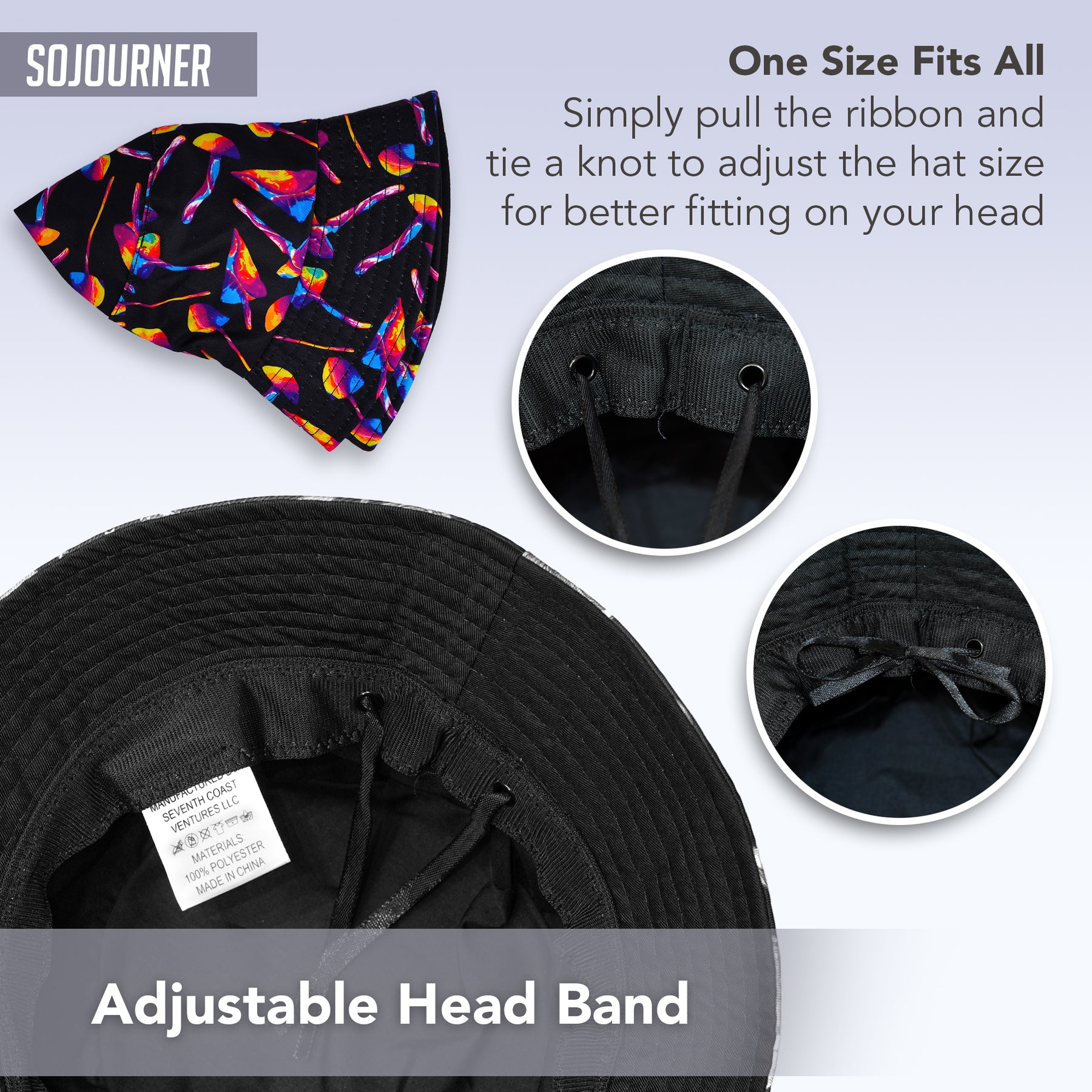 Rave Bucket Hat for Women & Men - Mushroom Black