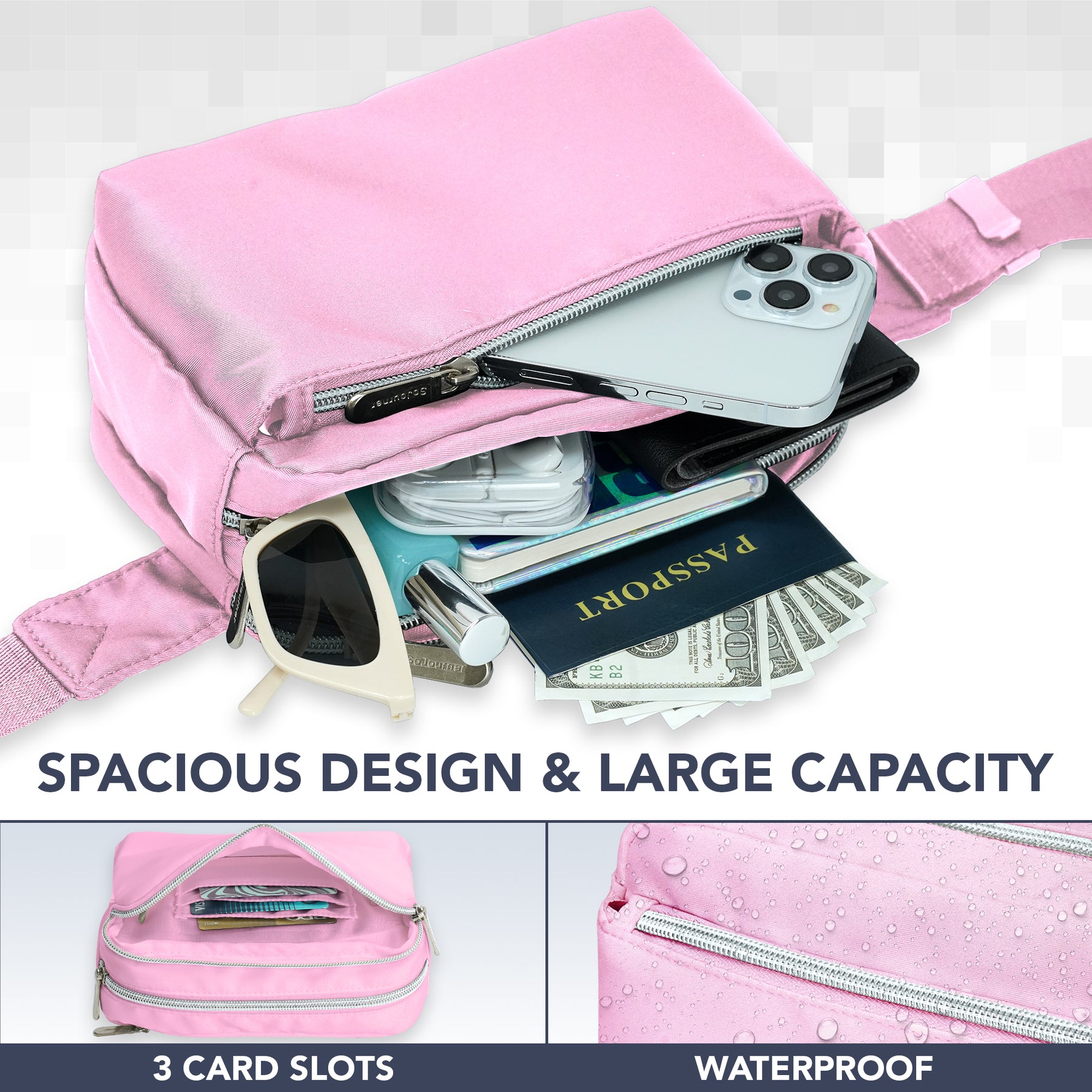 Pink Fanny Pack Belt Bag for Women I Cross Body Fanny Packs for Women - Crossbody Bags small Waist Bag Men