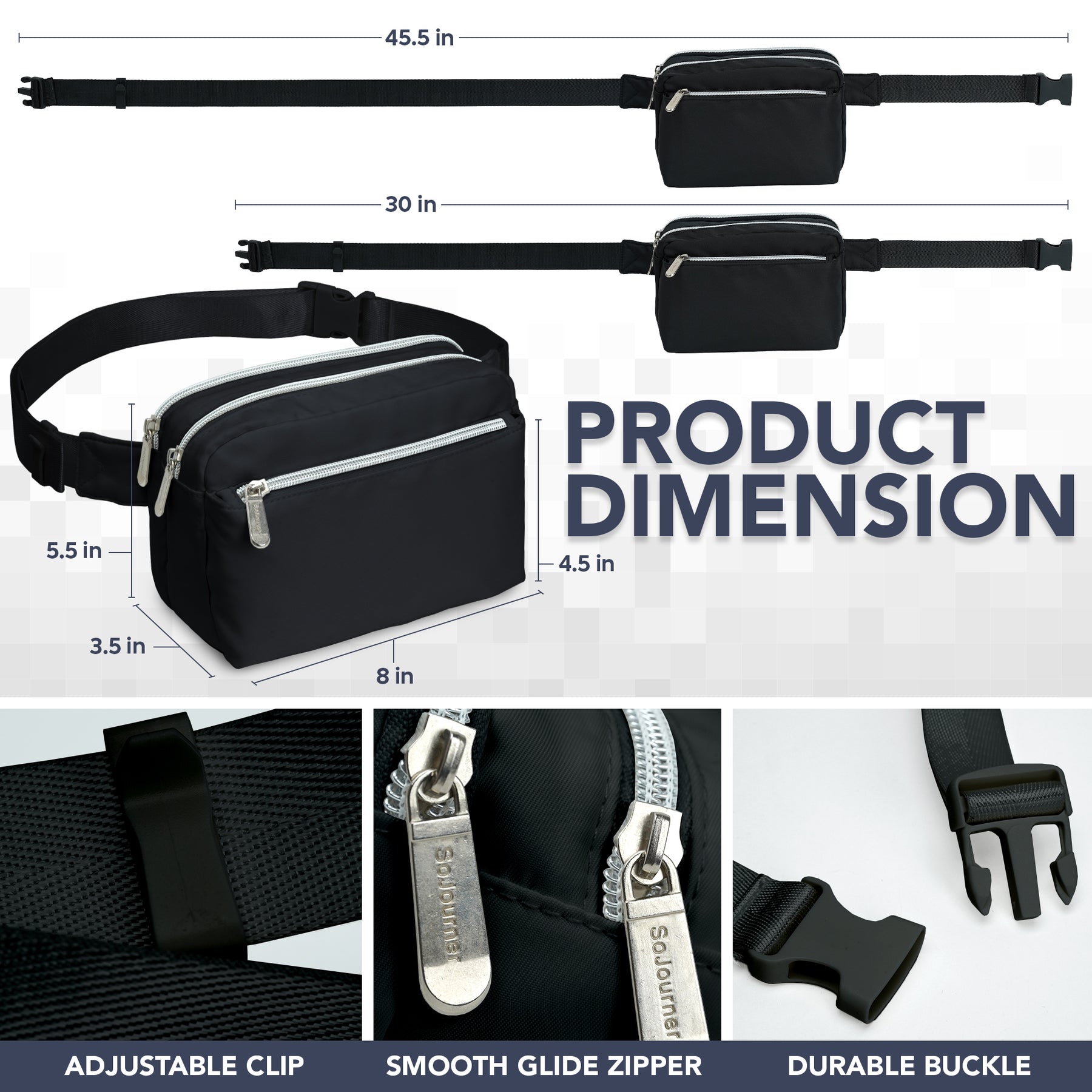 Black Fanny Pack Belt Bag for Women I Cross Body Fanny Packs for Women - Crossbody Bags small Waist Bag Men