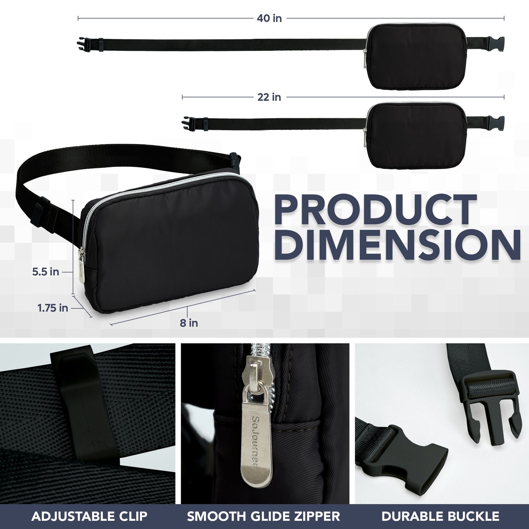 Black Fanny Pack Belt Bag for Women I Cross Body Fanny Packs for Women - Crossbody Bags small Waist Bag Men