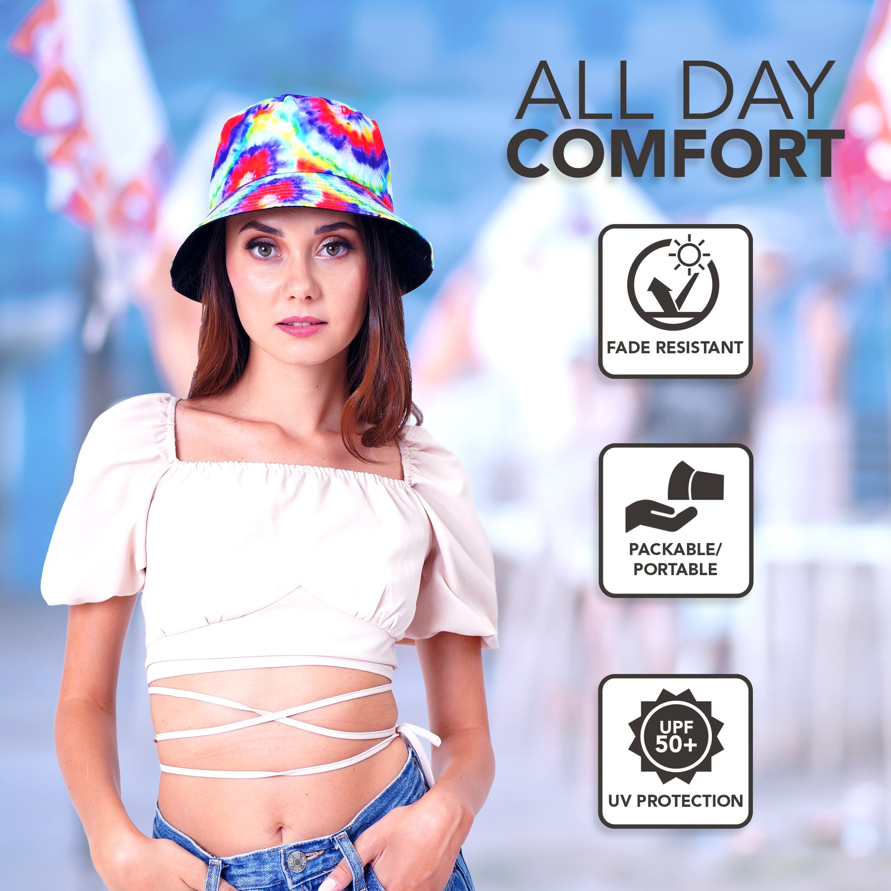 Rave Bucket Hat for Women & Men - Classic Tie Dye