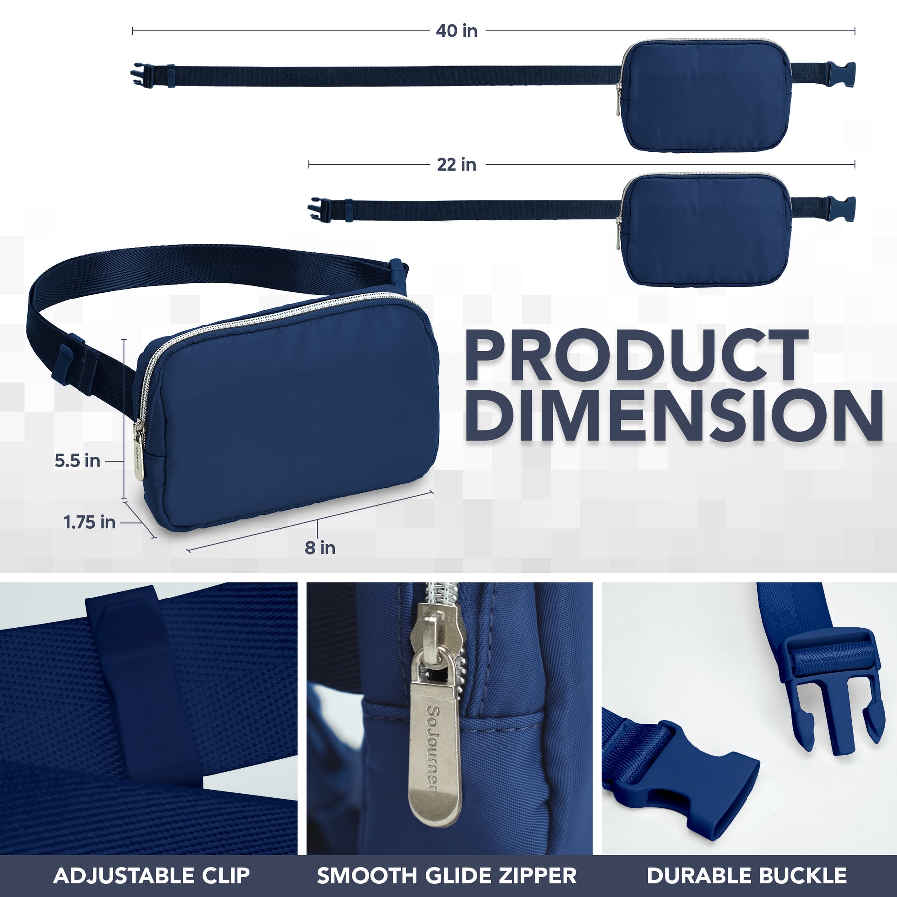 Navy Blue Fanny Pack Belt Bag for Women I Cross Body Fanny Packs for Women - Crossbody Bags small Waist Bag Men