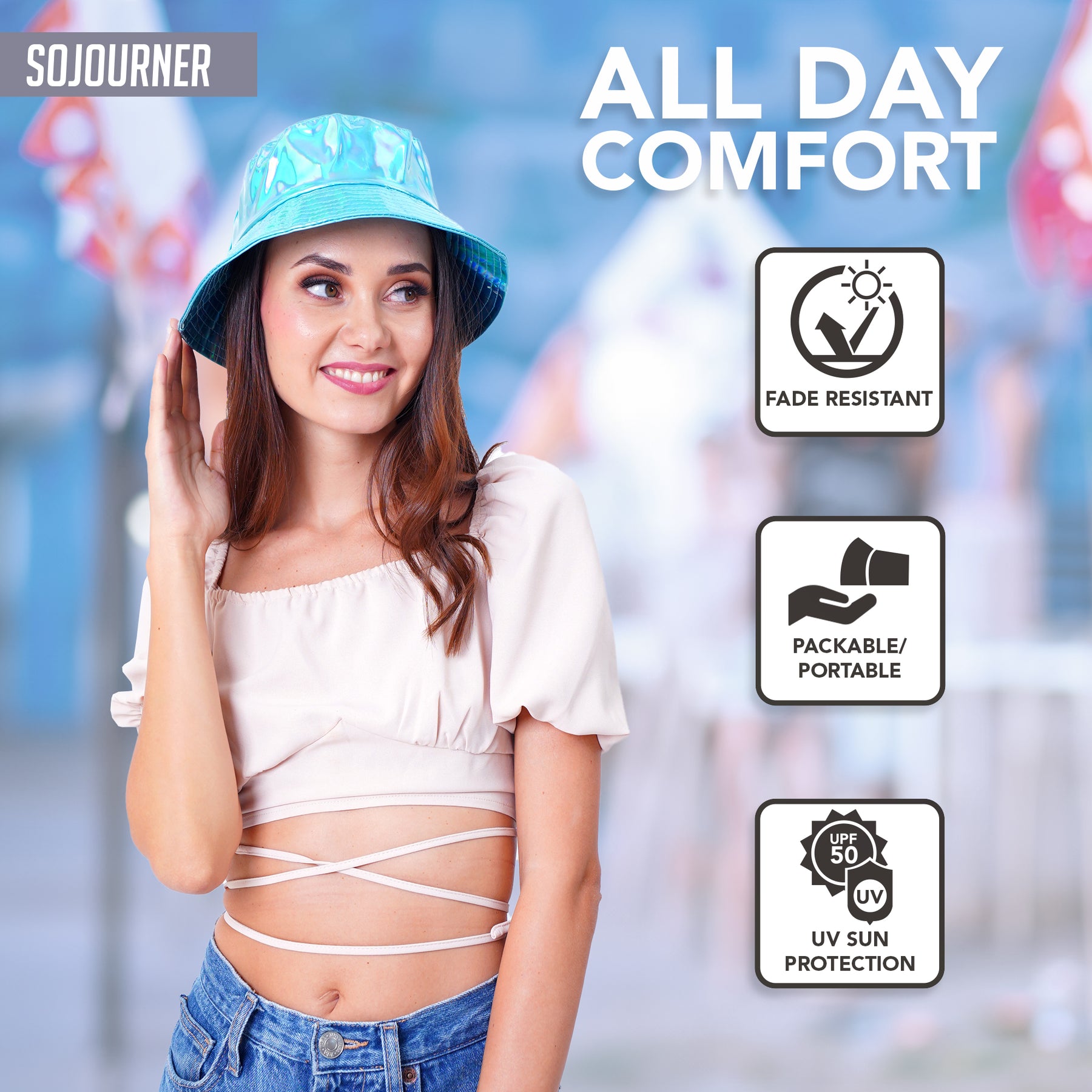 Rave Bucket Hat for Women & Men - Holographic Blue