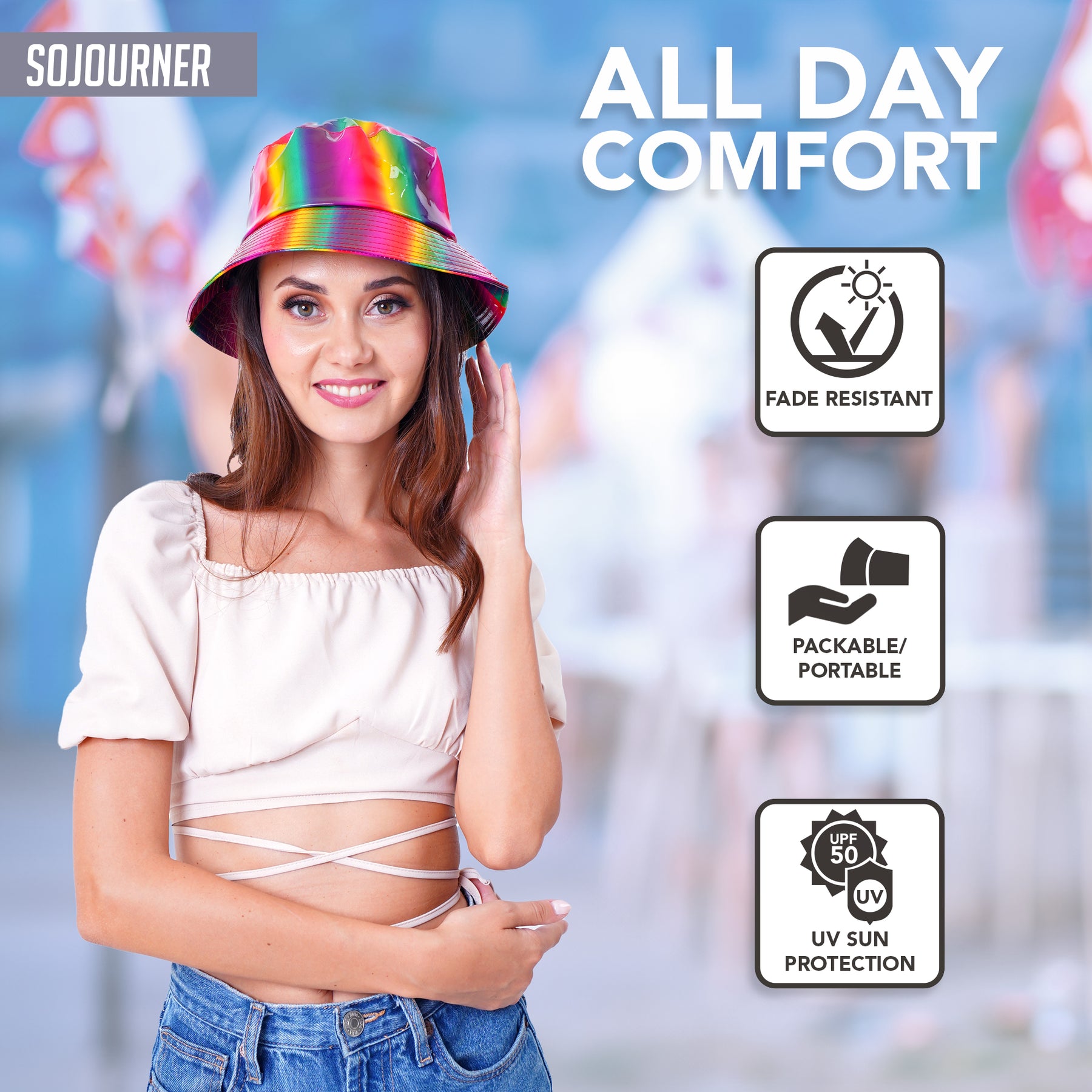 Rave Bucket Hat for Women & Men - Holographic Rainbow