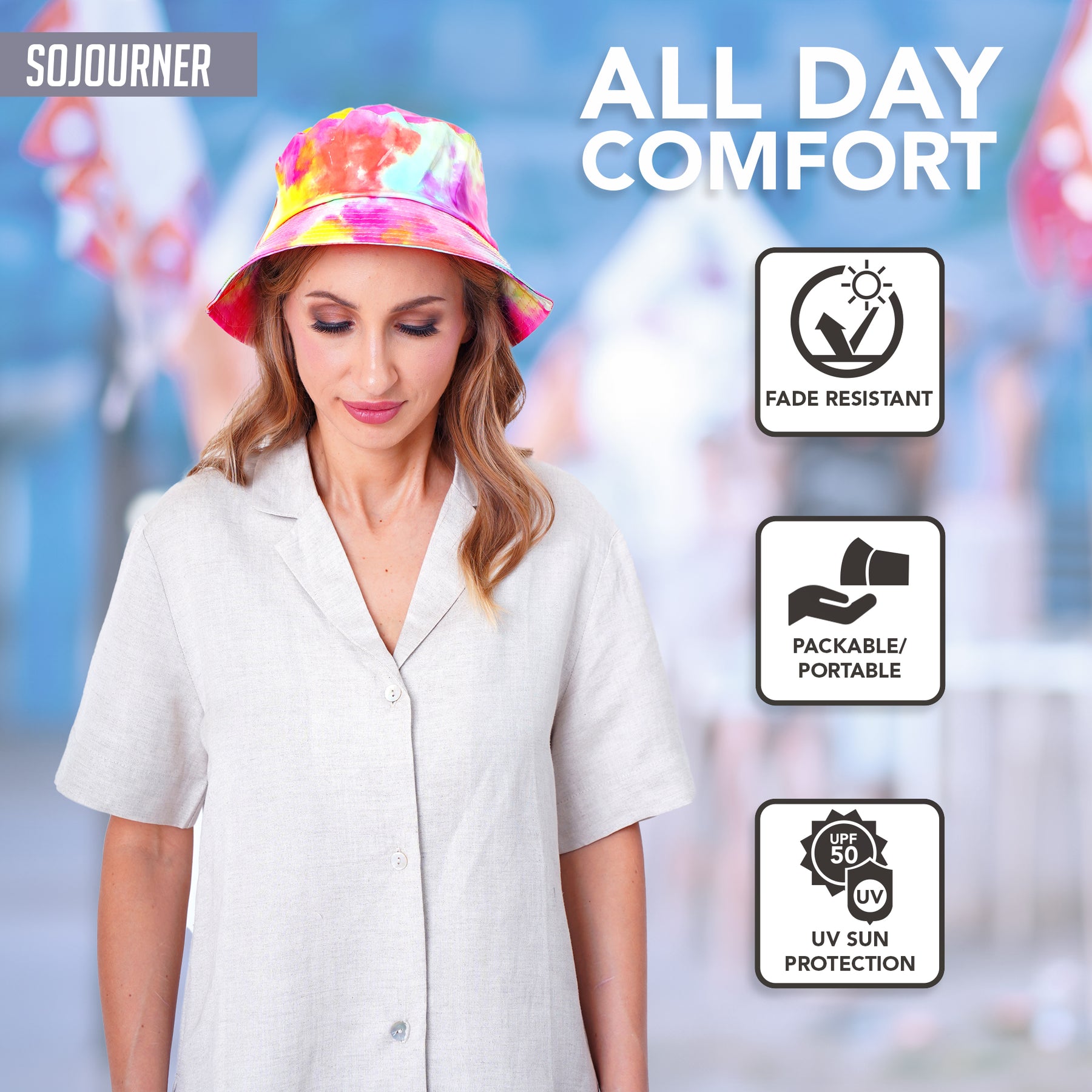 Rave Bucket Hat for Women & Men - Holographic Tie-Dye
