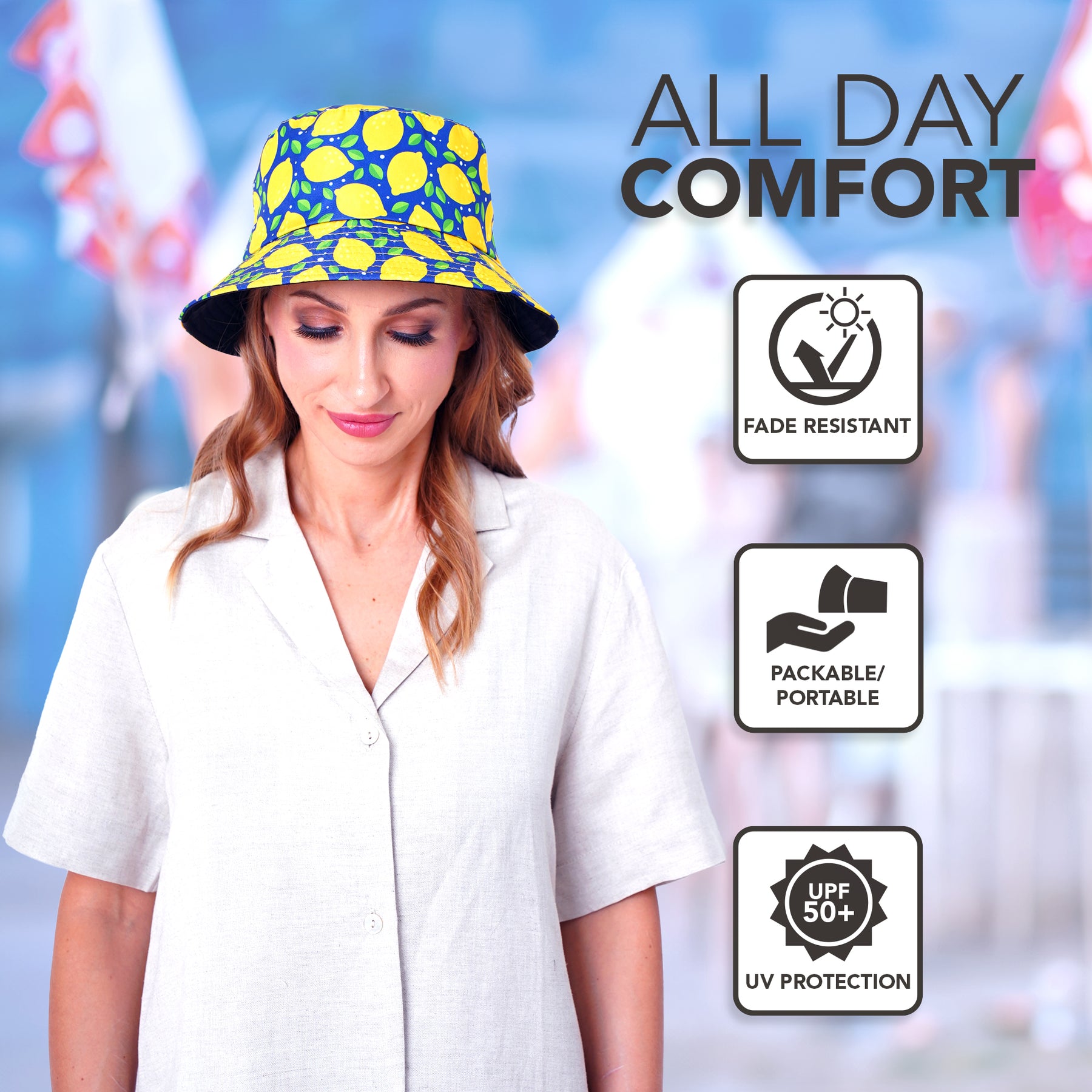 Rave Bucket Hat for Women & Men - Lemons