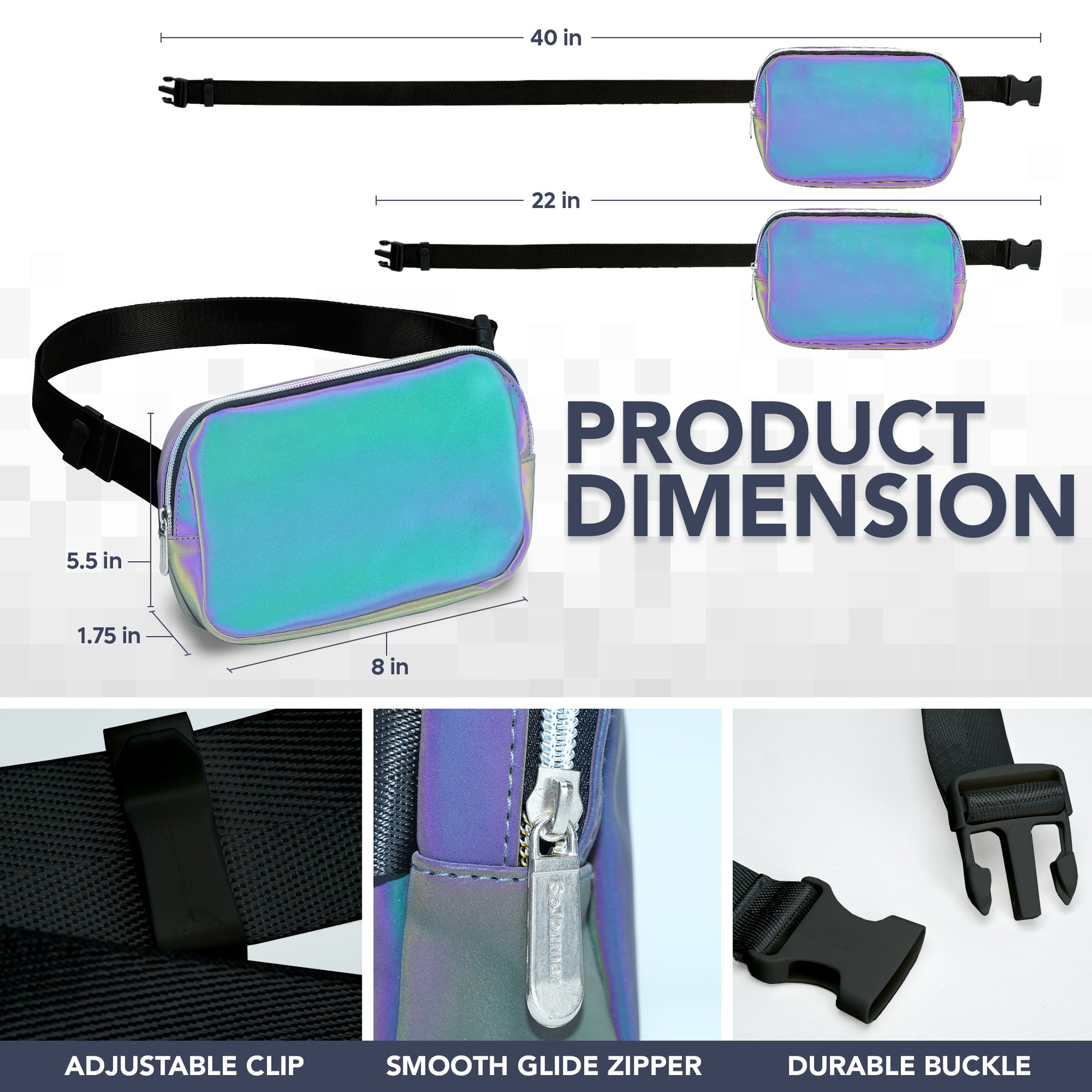 Charcoal Laser Fanny Pack Belt Bag for Women I Rave Cross Body Fanny Packs for Women - Festival Crossbody Bags small Waist Bag Men