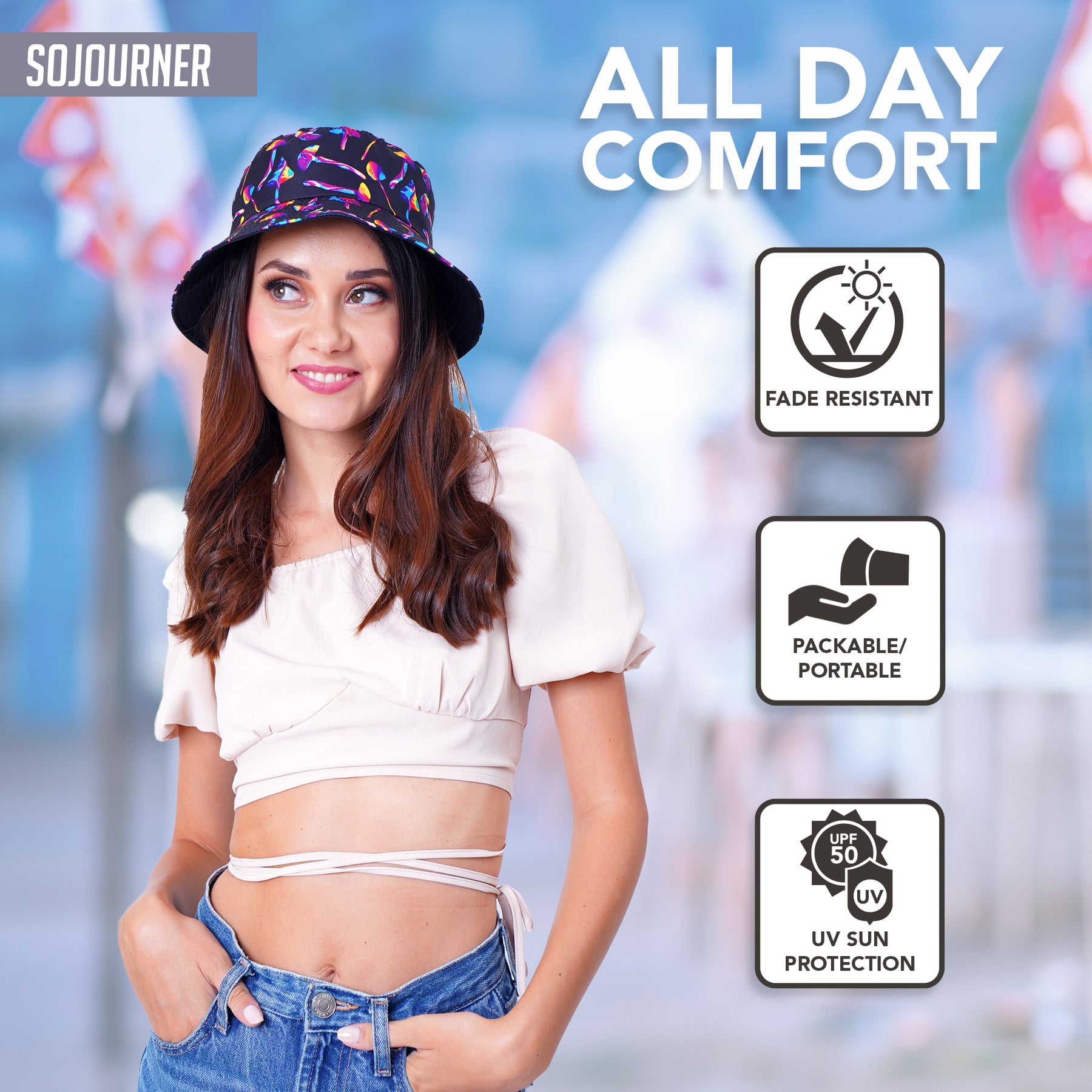 Rave Bucket Hat for Women & Men - Mushroom Black