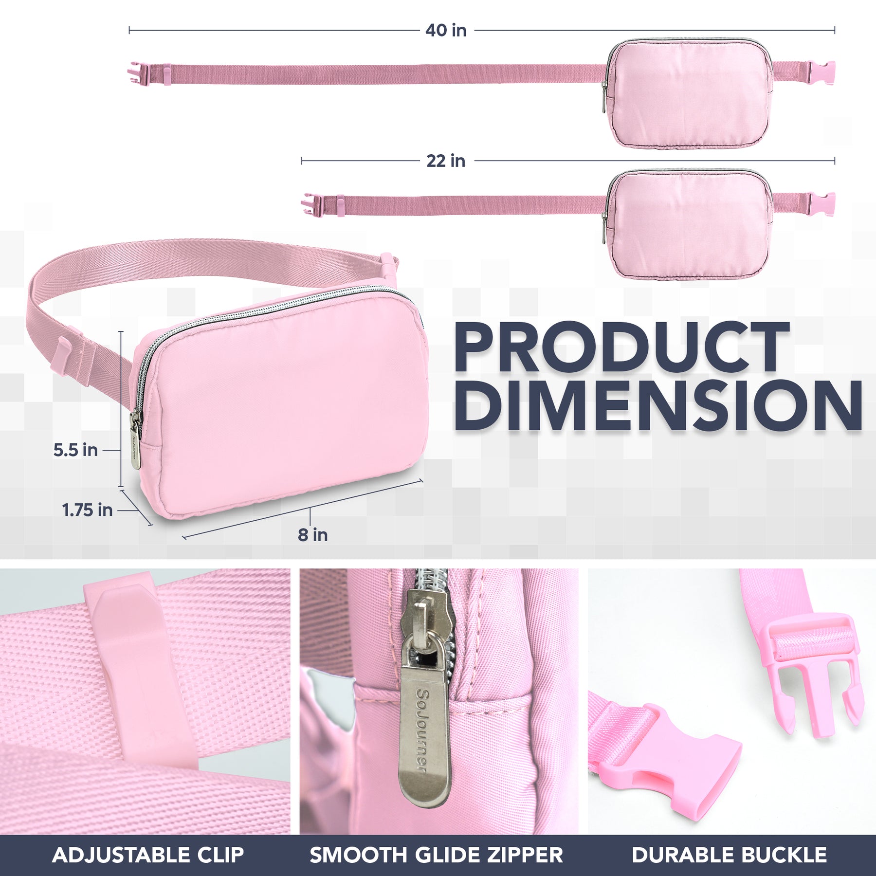 Pink Fanny Pack Belt Bag for Women I Cross Body Fanny Packs for Women - Crossbody Bags small Waist Bag Men