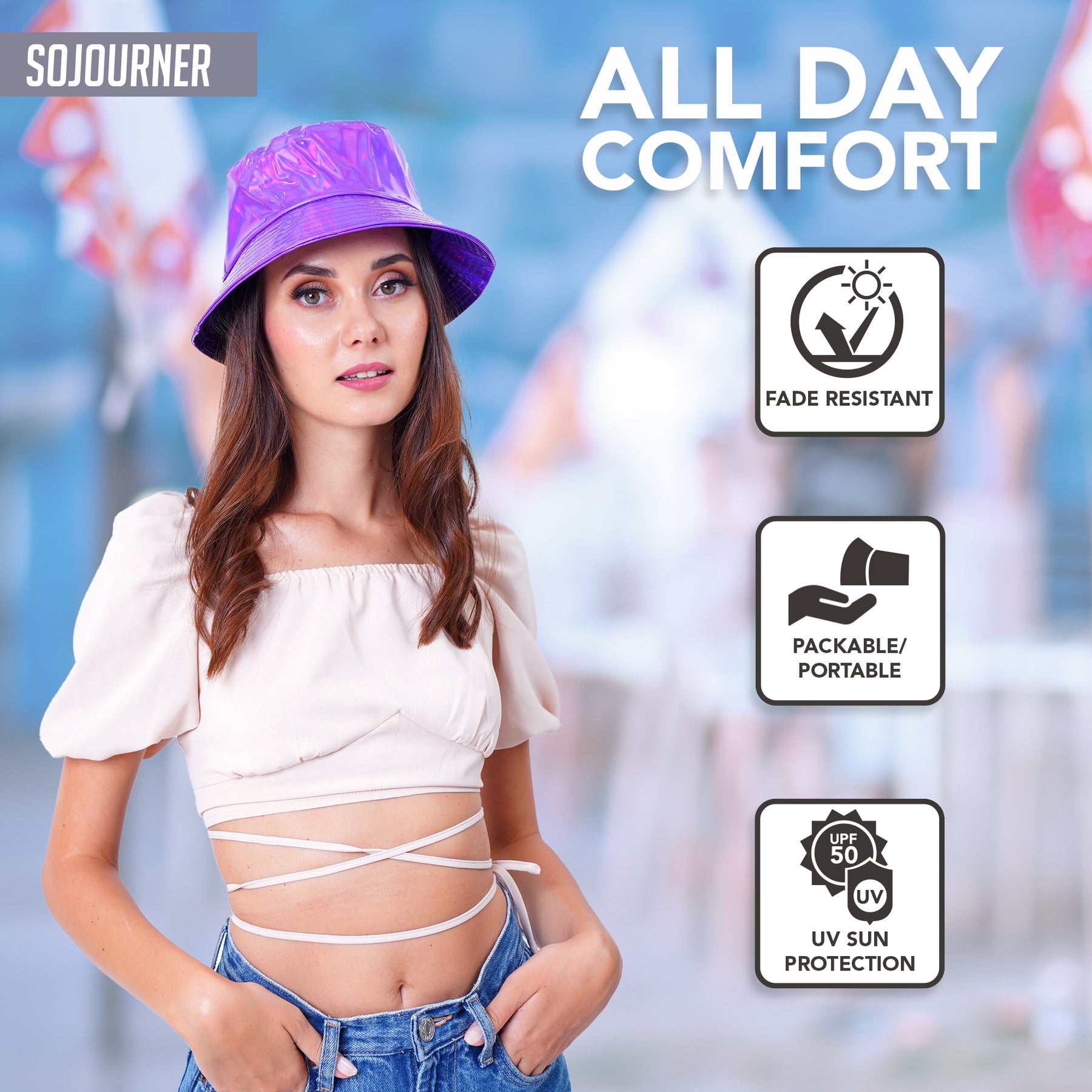 Rave Bucket Hat for Women & Men - Holographic Purple