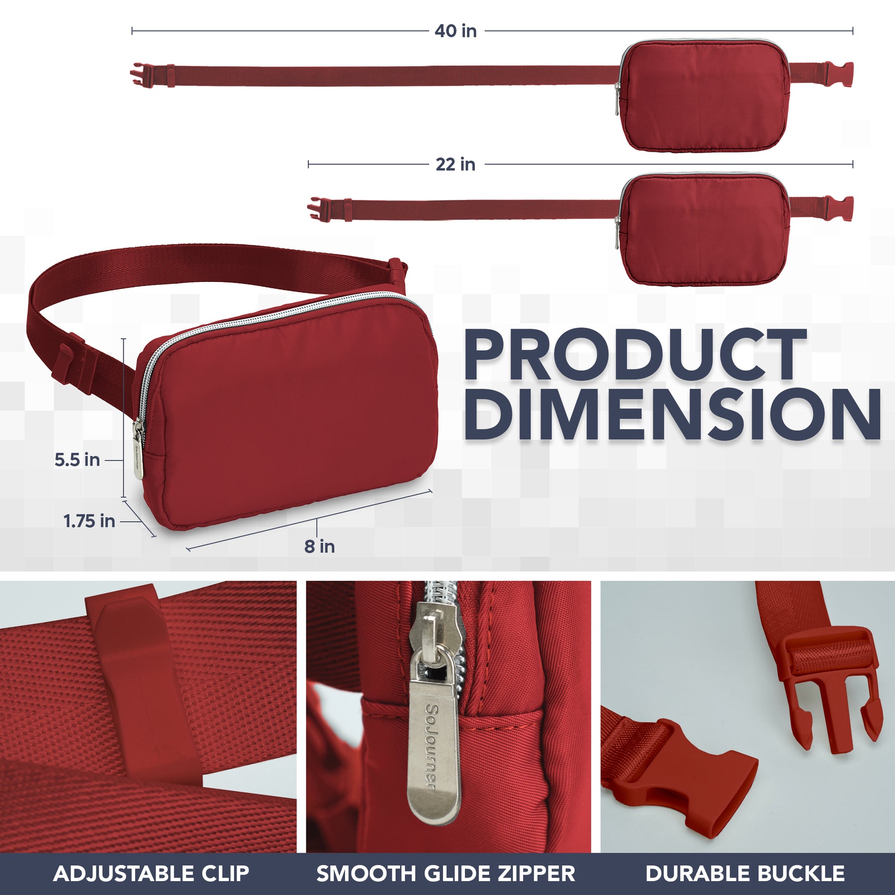 Wine Red Fanny Pack Belt Bag for Women I Cross Body Fanny Packs for Women - Crossbody Bags small Waist Bag Men