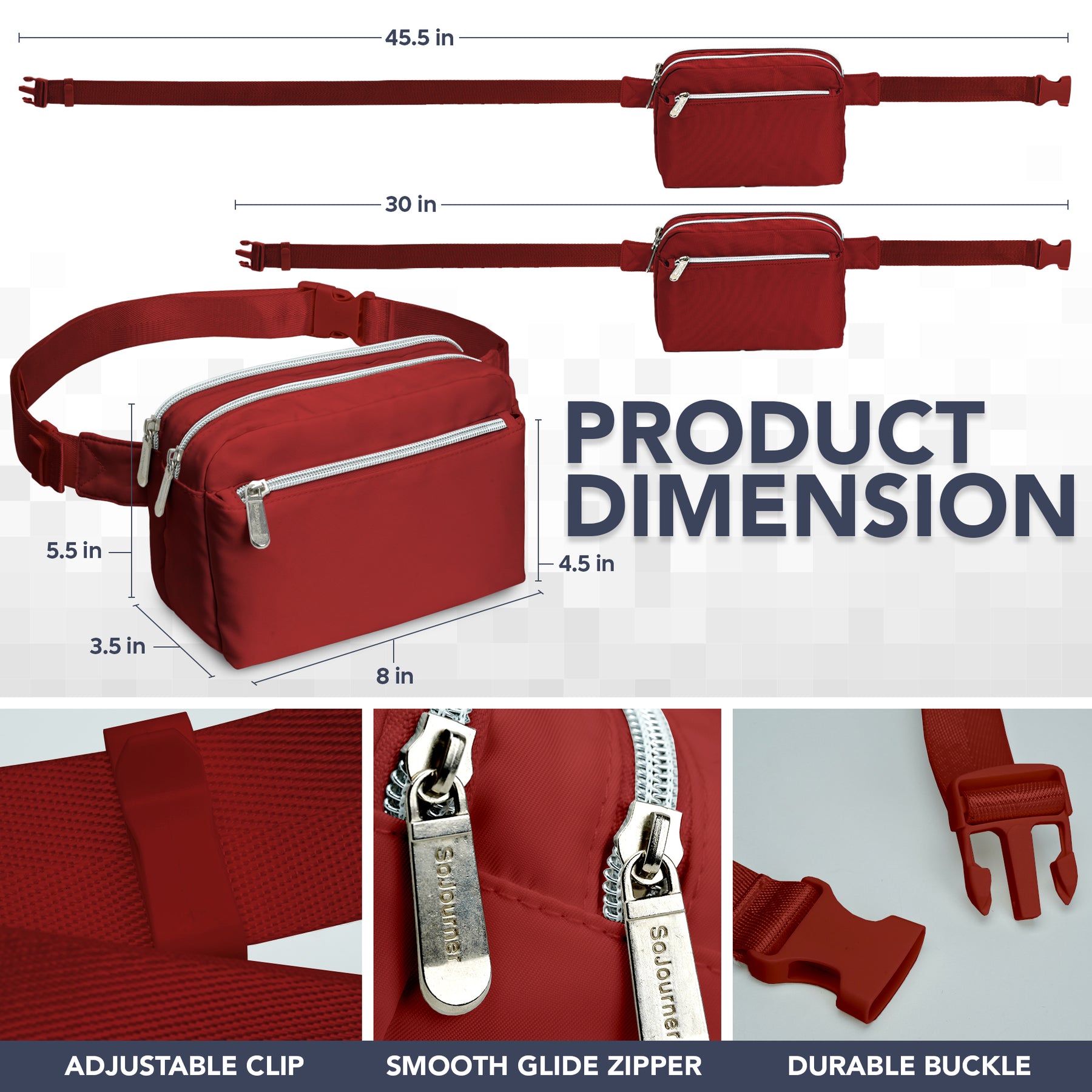 Wine Red Fanny Pack Belt Bag for Women I Cross Body Fanny Packs for Women - Crossbody Bags small Waist Bag Men