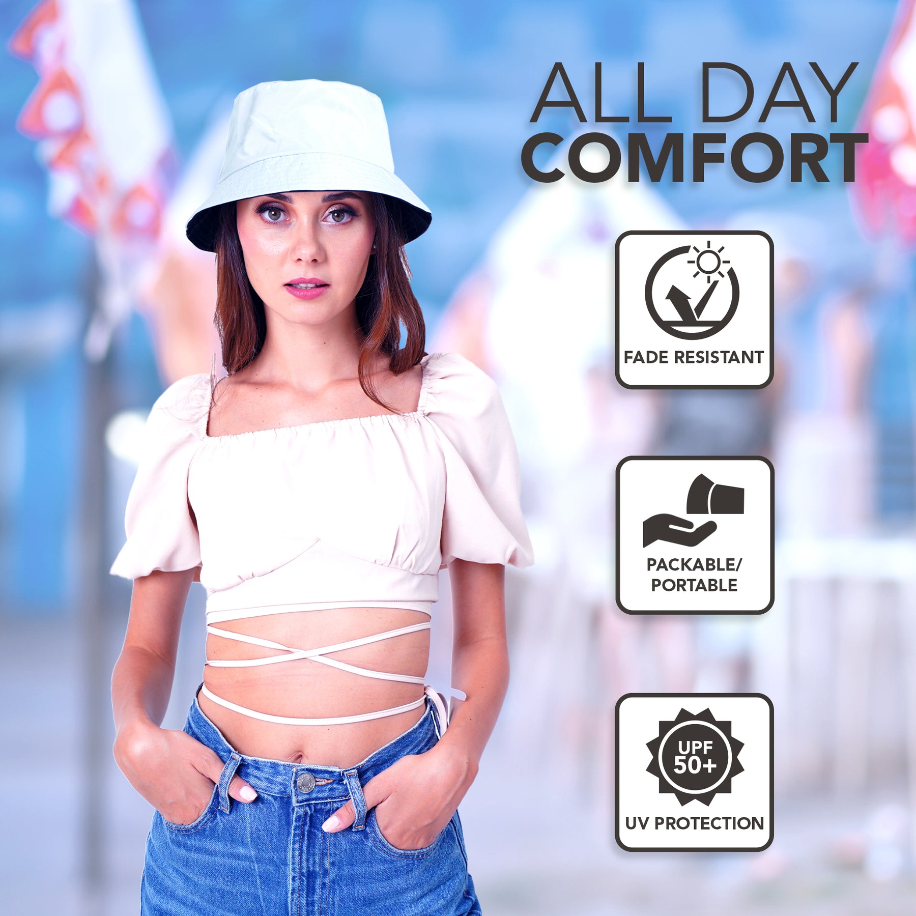 Rave Bucket Hat for Women & Men - Solid White