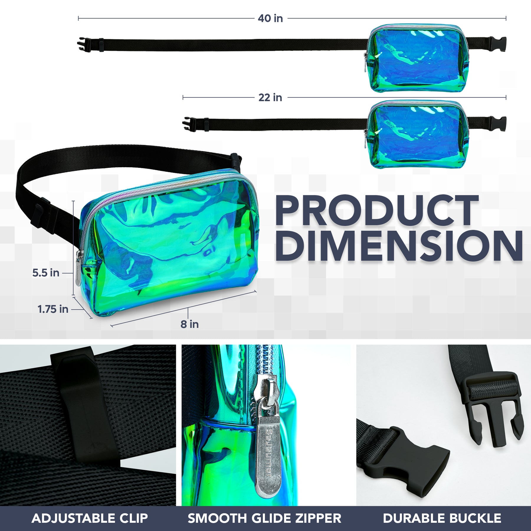 Rave Laser Aqua Fanny Pack Belt Bag for Women I Cross Body Fanny Packs for Women - Crossbody Bags small Waist Bag Men