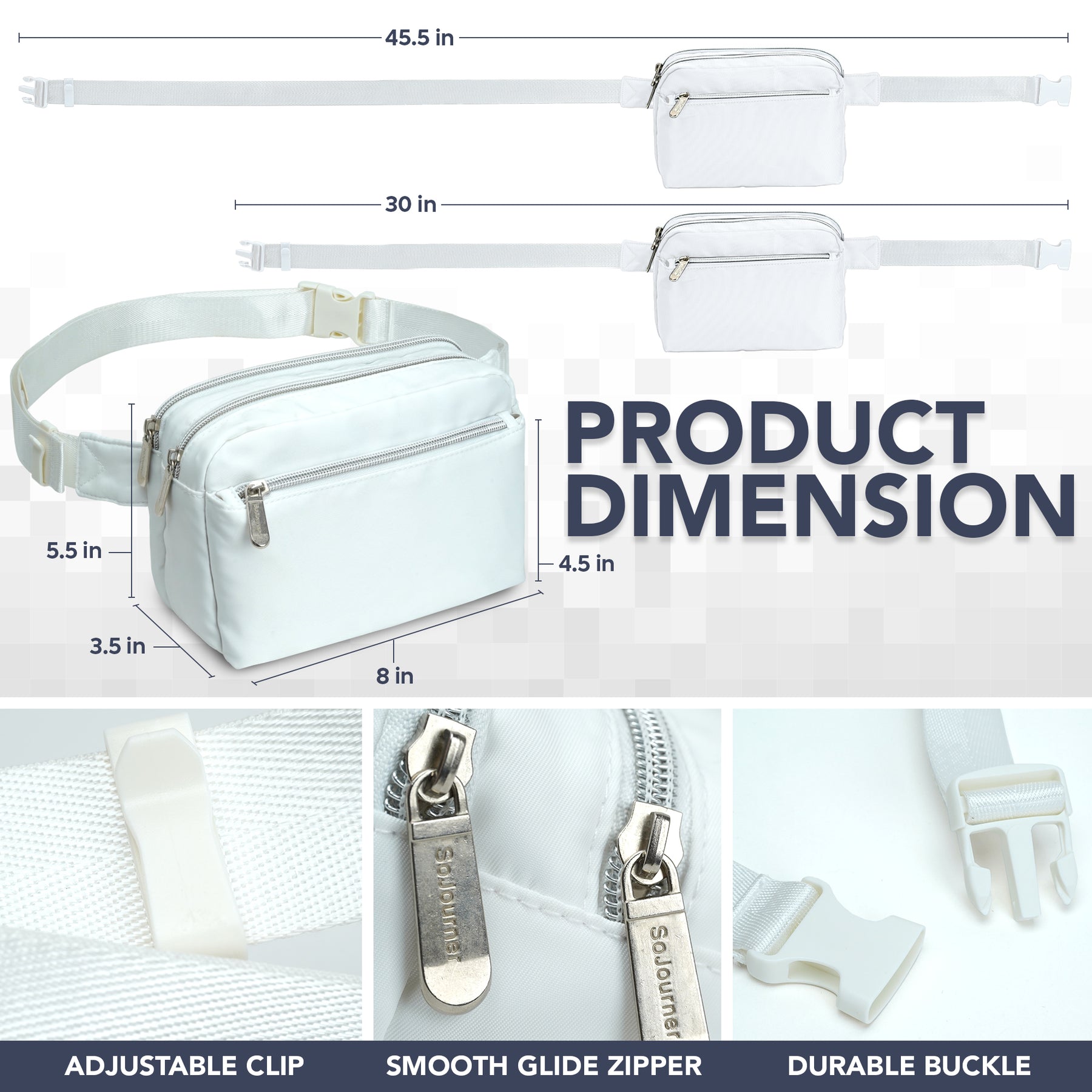 White Fanny Pack Belt Bag for Women I Cross Body Fanny Packs for Women - Crossbody Bags small Waist Bag Men
