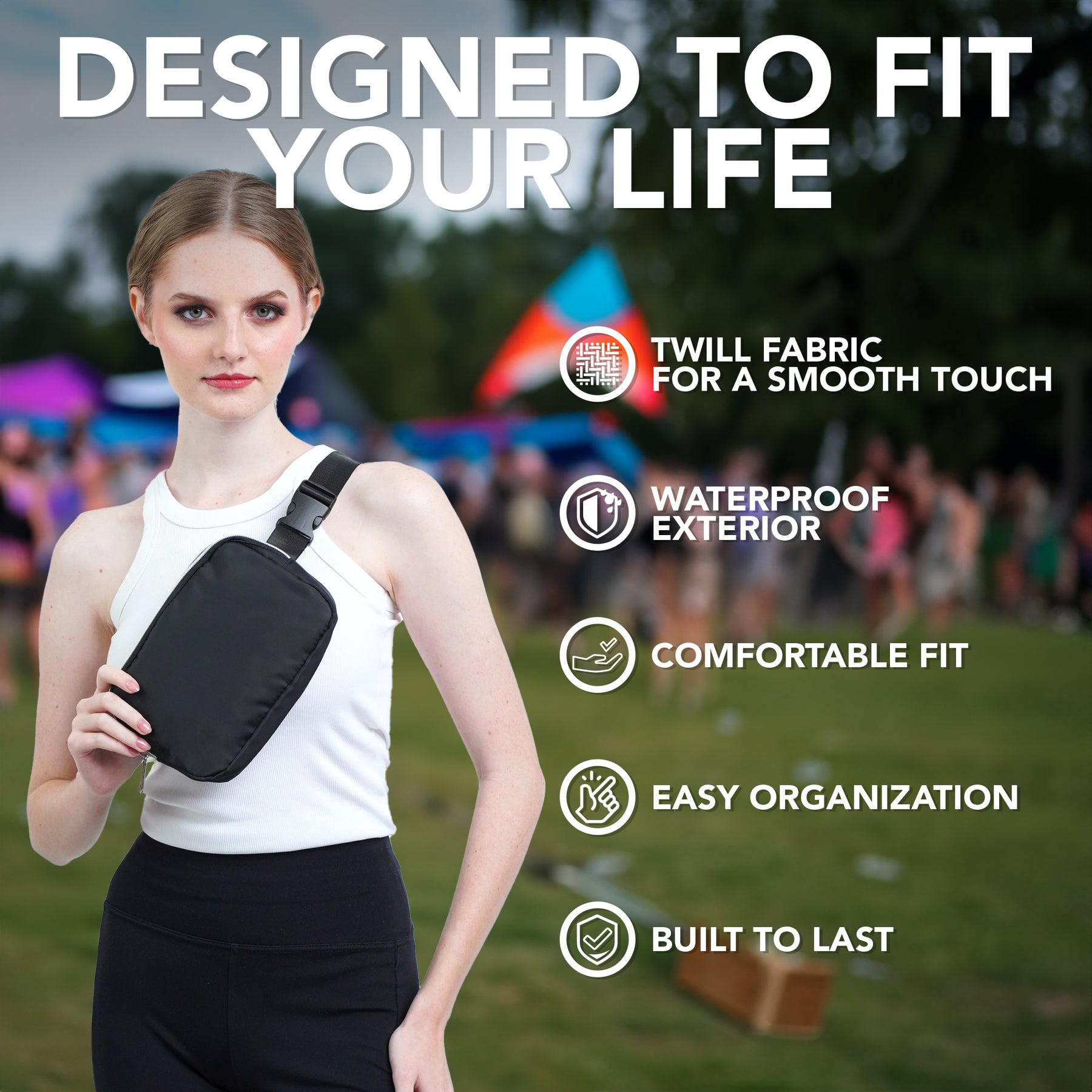 Black Fanny Pack Belt Bag for Women I Cross Body Fanny Packs for Women - Crossbody Bags small Waist Bag Men