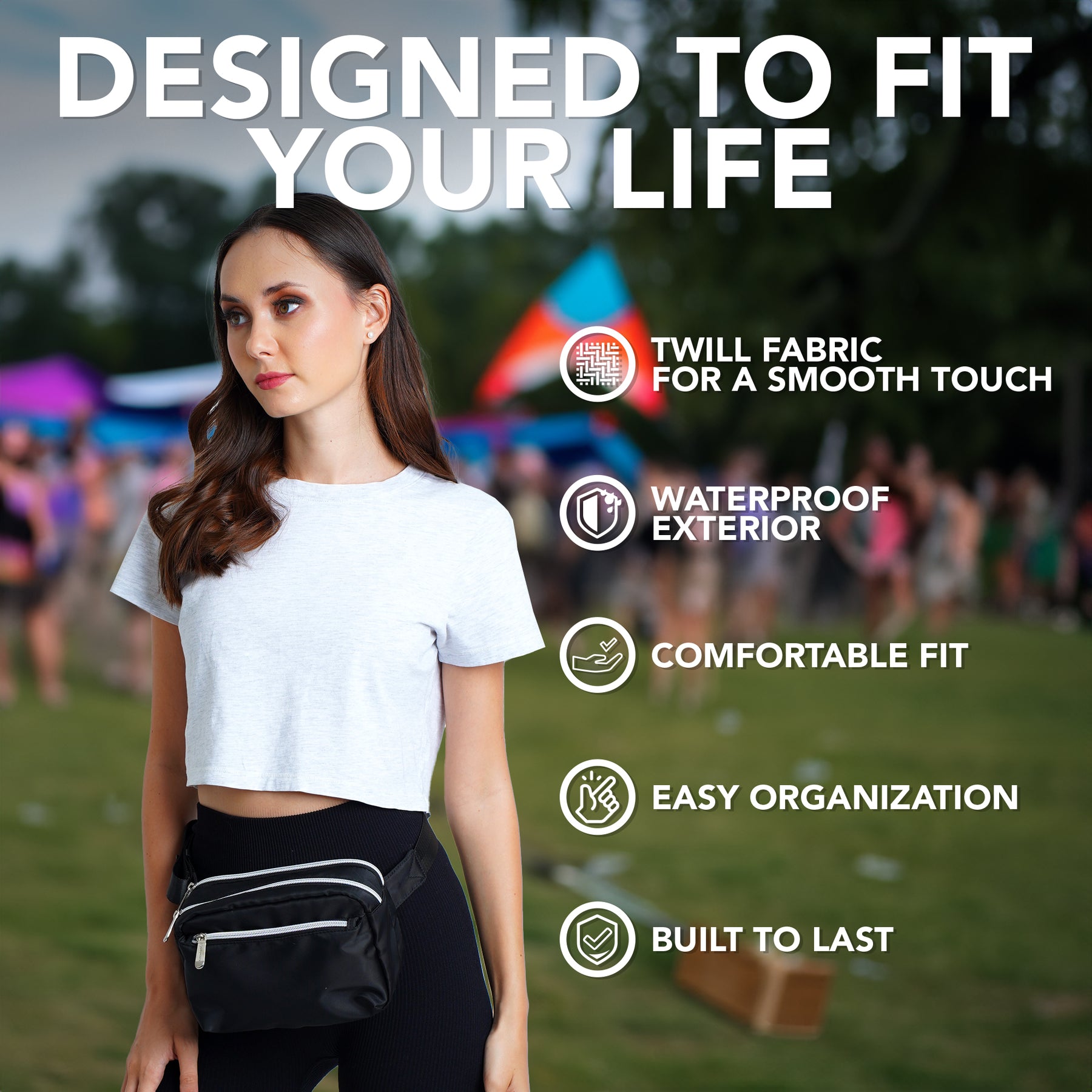 Black Fanny Pack Belt Bag for Women I Cross Body Fanny Packs for Women - Crossbody Bags small Waist Bag Men