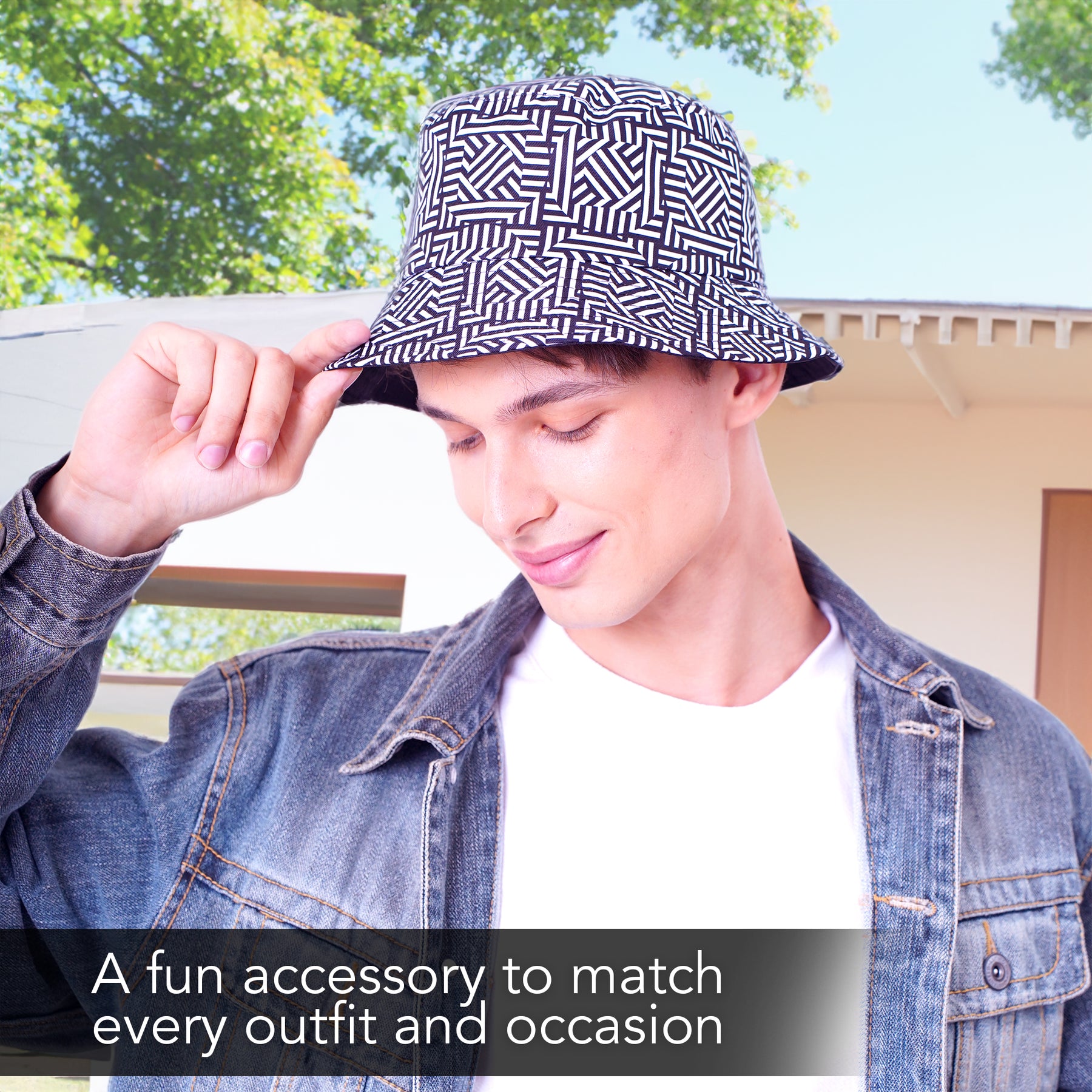 Rave Bucket Hat for Women & Men - Black & White Checkered