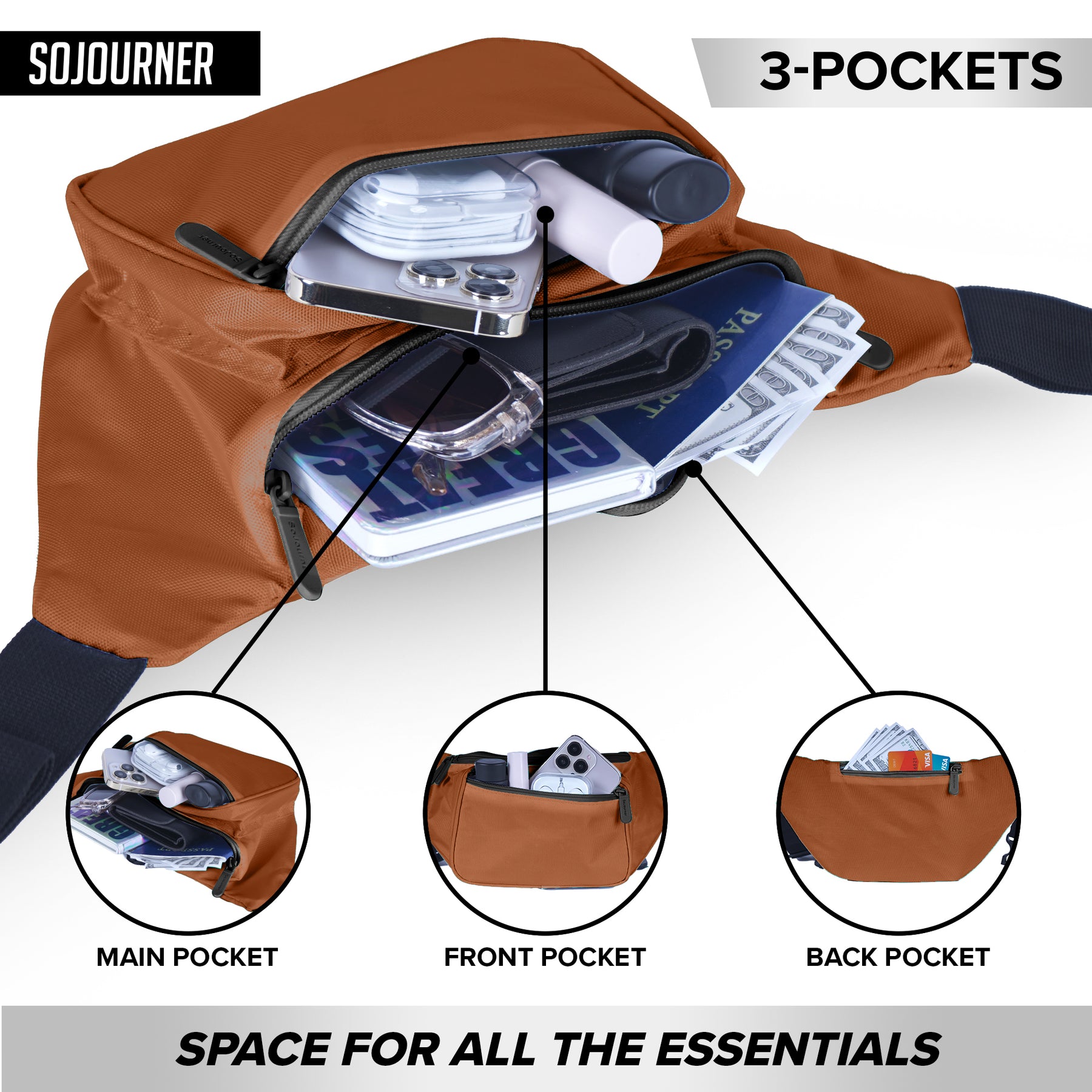 Brown Fanny Pack Belt Bag I Mens Fanny Packs for Women Fashionable - Crossbody Bag Bum bag Waist Bag Waist Pack