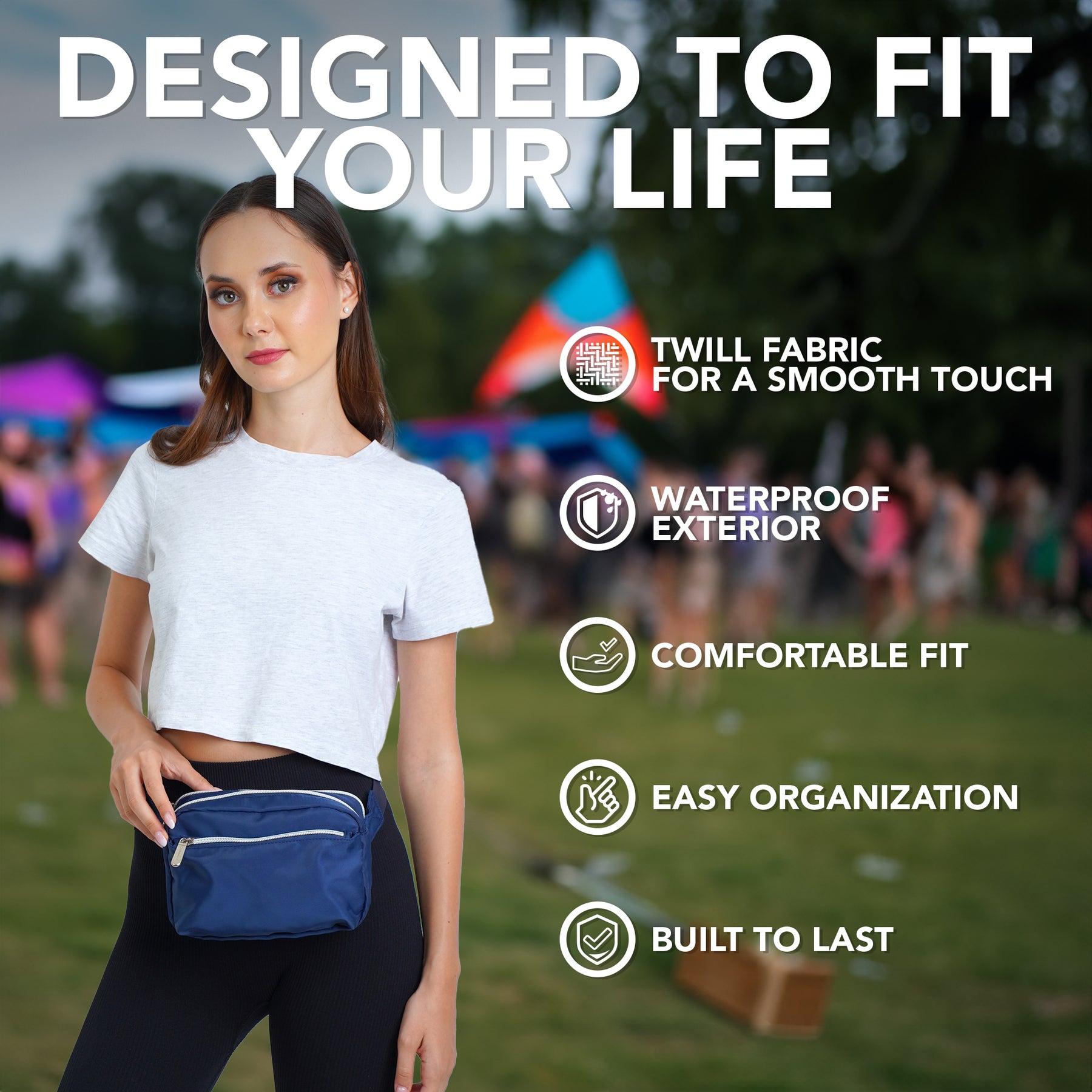 Navy Blue Fanny Pack Belt Bag for Women I Cross Body Fanny Packs for Women