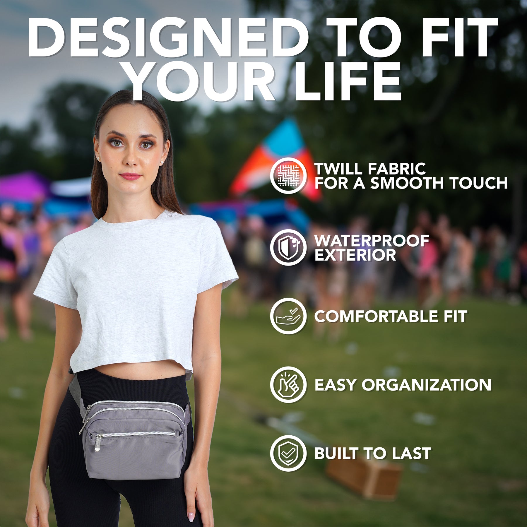 Gray Fanny Pack Belt Bag for Women I Cross Body Fanny Packs for Women - Crossbody Bags small Waist Bag Men