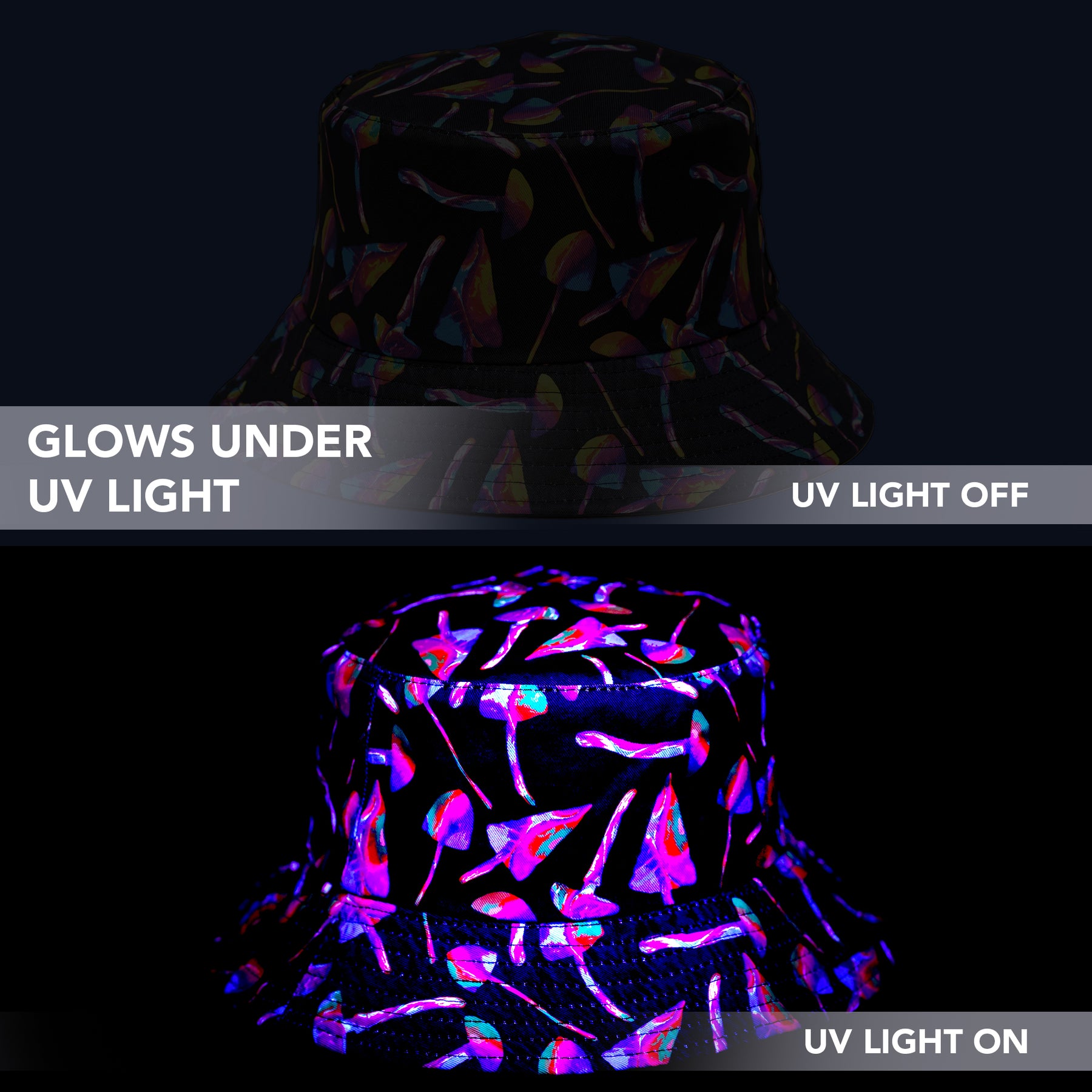 Rave Bucket Hat for Women & Men - Mushroom Black