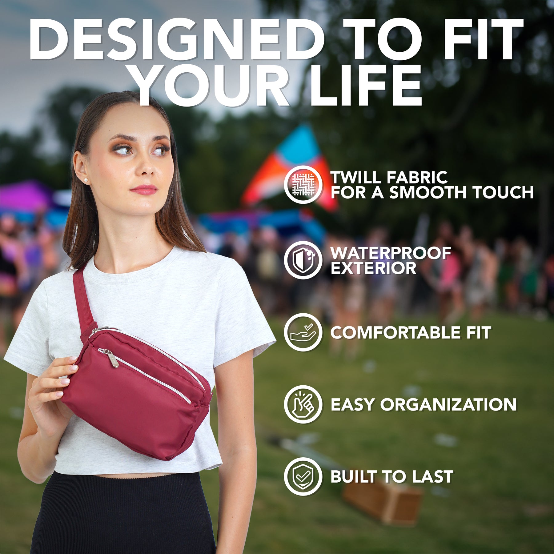 Wine Red Fanny Pack Belt Bag for Women I Cross Body Fanny Packs for Women - Crossbody Bags small Waist Bag Men