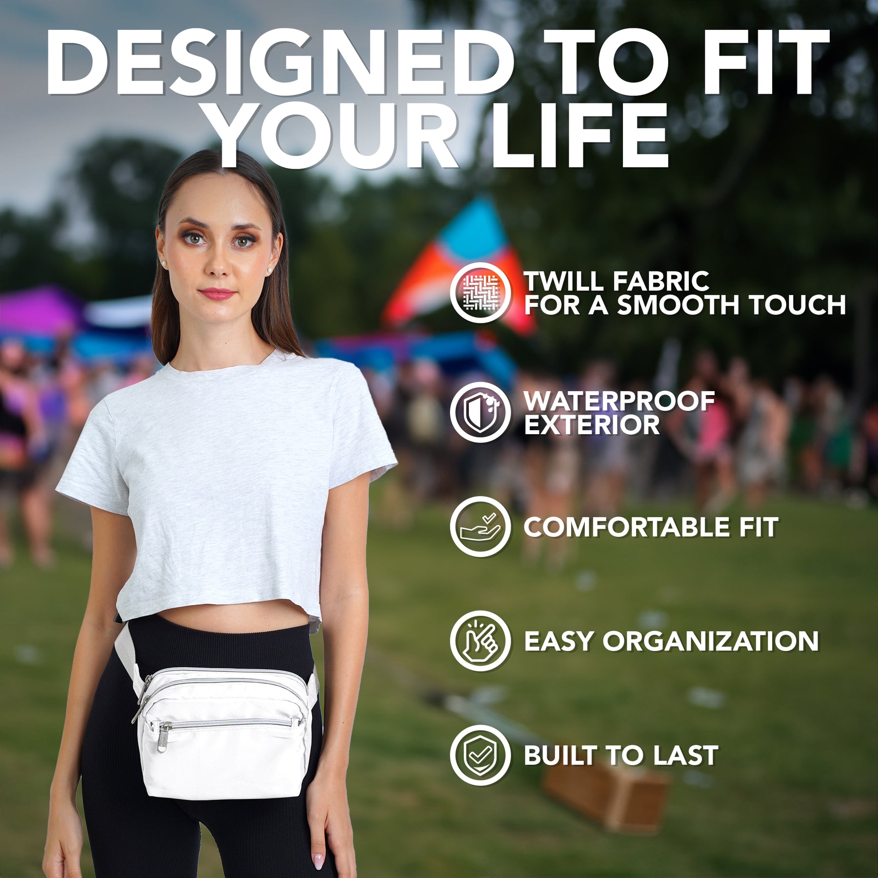 White Fanny Pack Belt Bag for Women I Cross Body Fanny Packs for Women - Crossbody Bags small Waist Bag Men