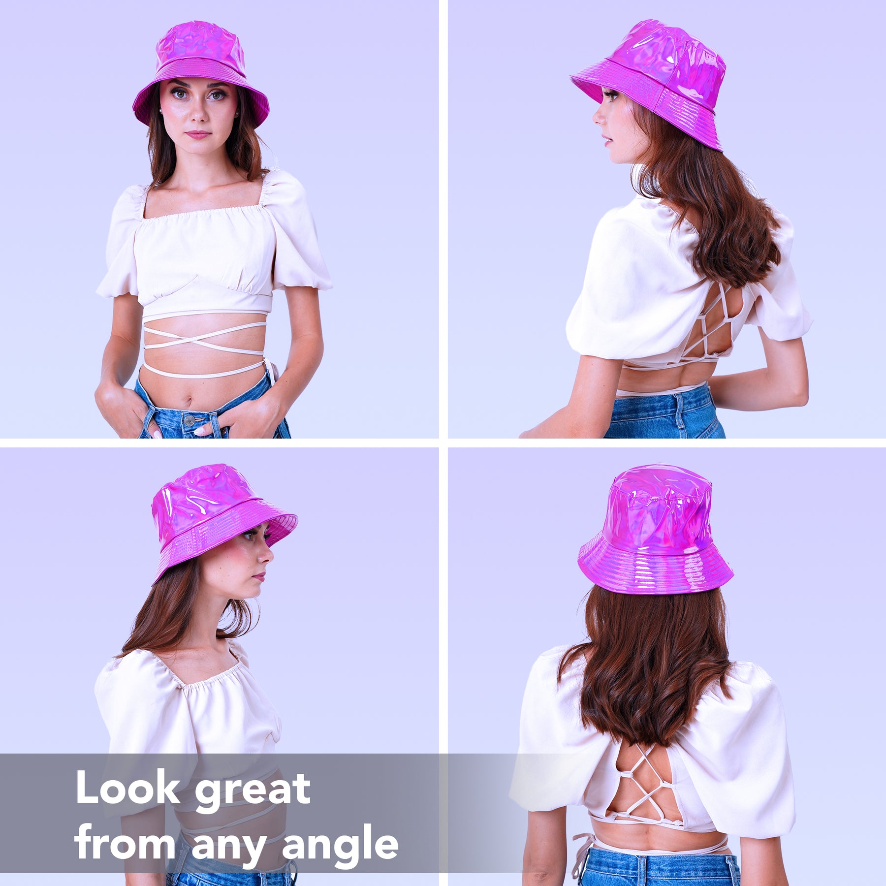 Rave Bucket Hat for Women & Men Holographic Pink