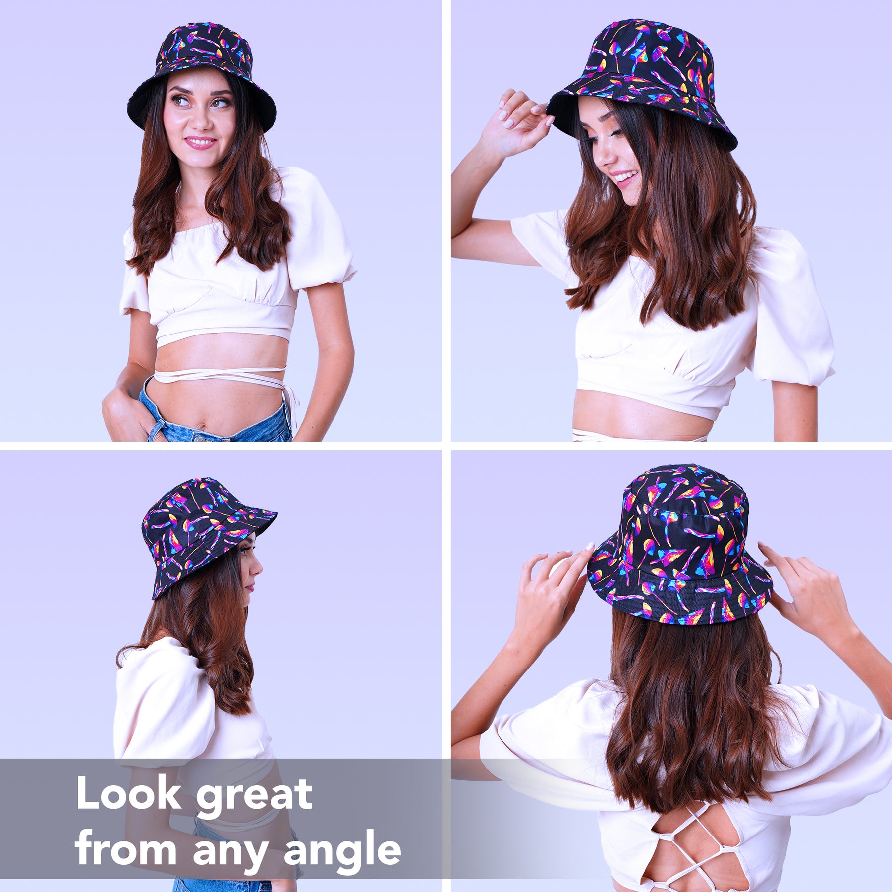 Rave Bucket Hat for Women & Men - Mushroom Black