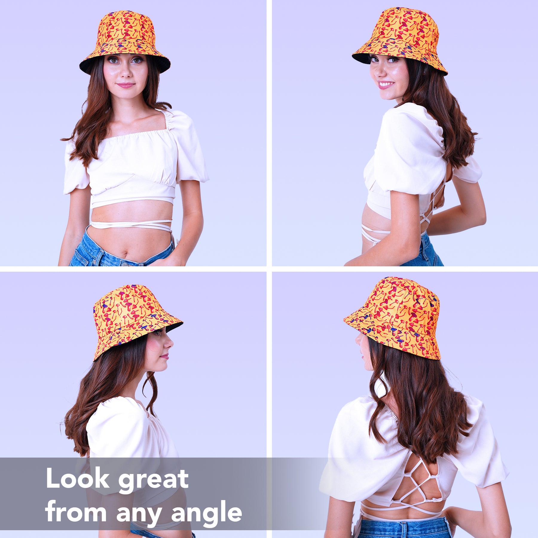 Rave Bucket Hat for Women & Men - Mushroom Yellow
