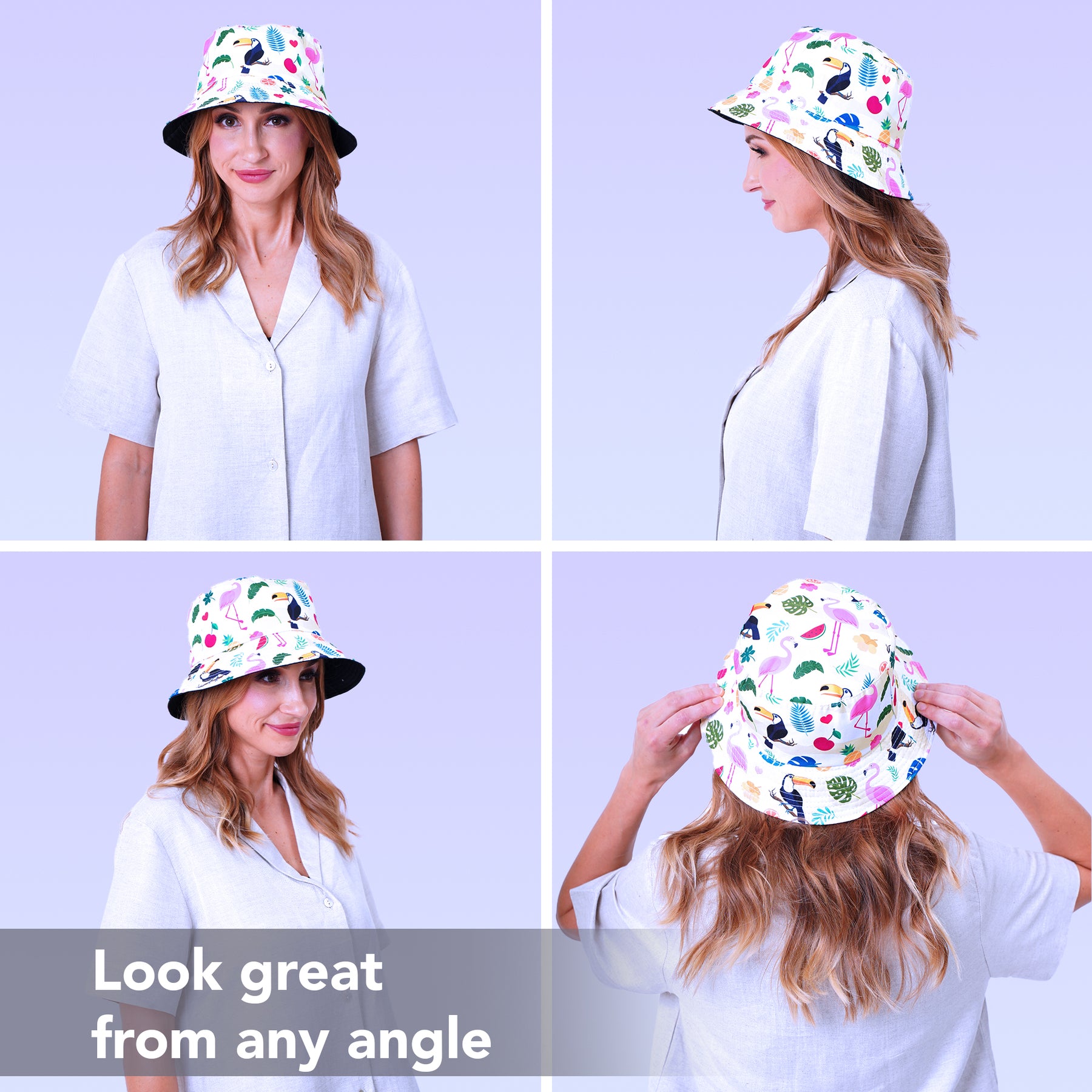 Rave Bucket Hat for Women & Men - Yellow Flamingo
