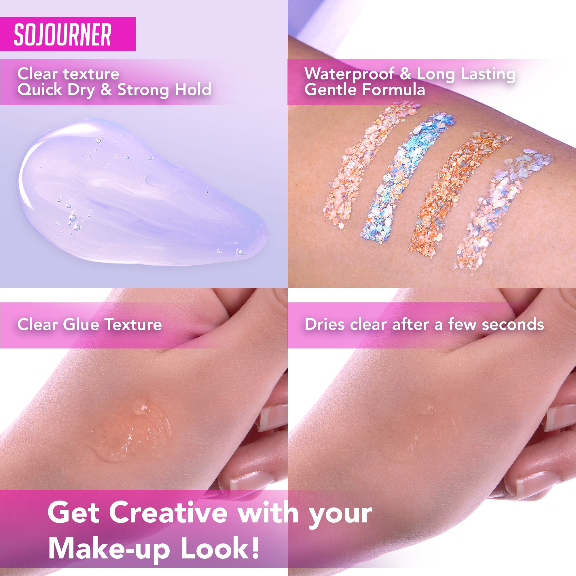 Glitter Glue - Glitter Body Glue & Face Glue - Face Glitter Makeup Primer for Eye, Face, Skin, Body Adhesive