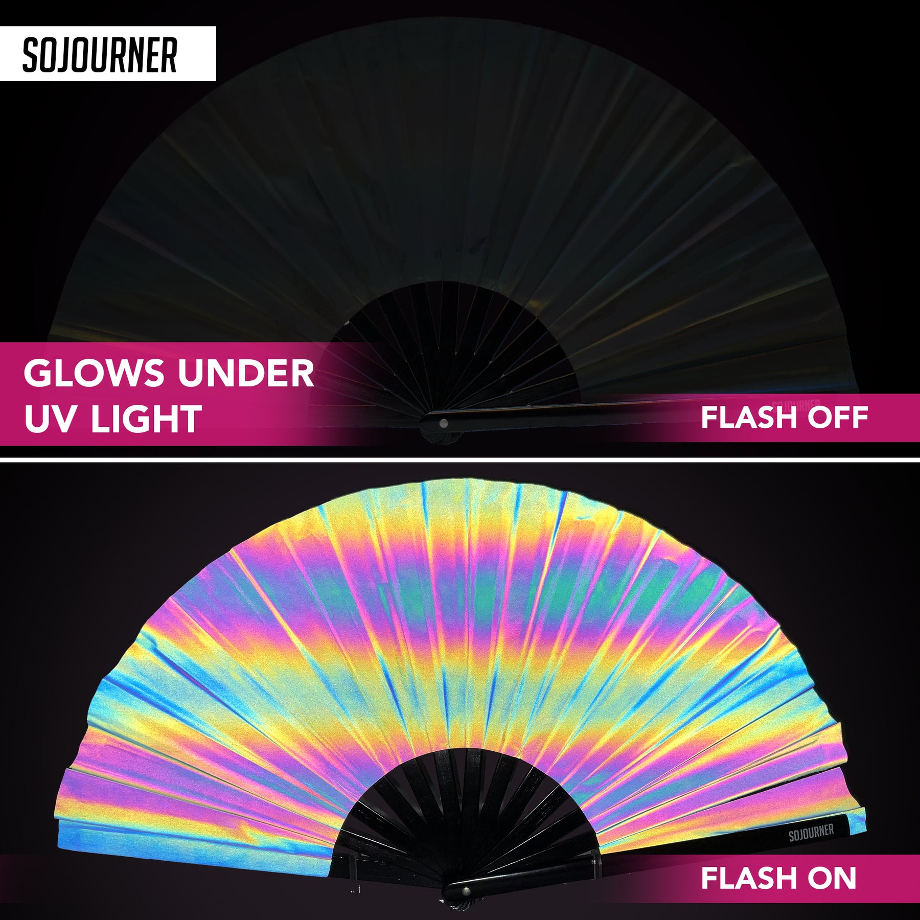 SoJourner Bags Rave Hand Fan (Reflective Rainbow)