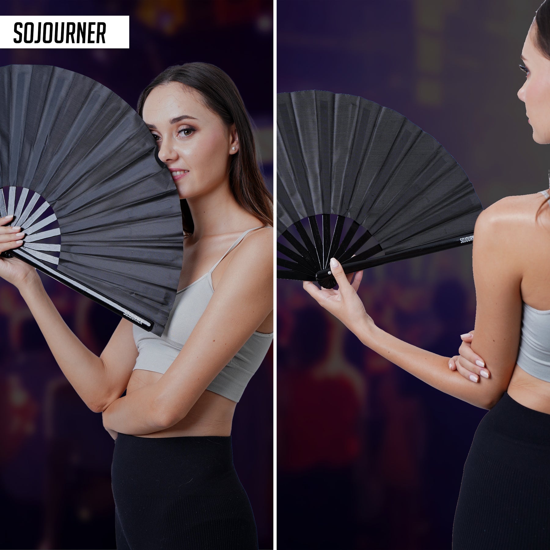 SoJourner Bags Rave Hand Fan (Solid Black)