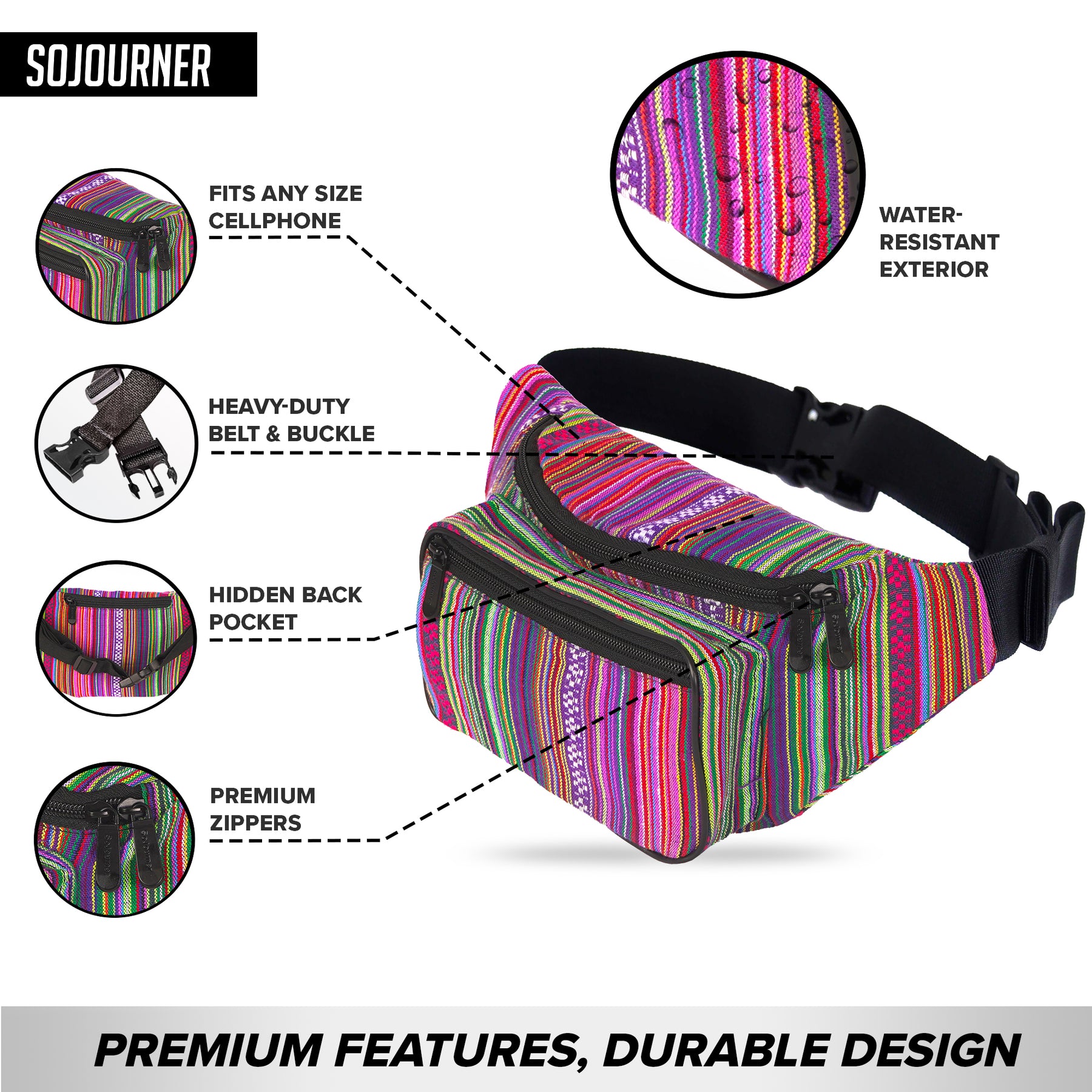 Woven Boho Rose Fanny Pack