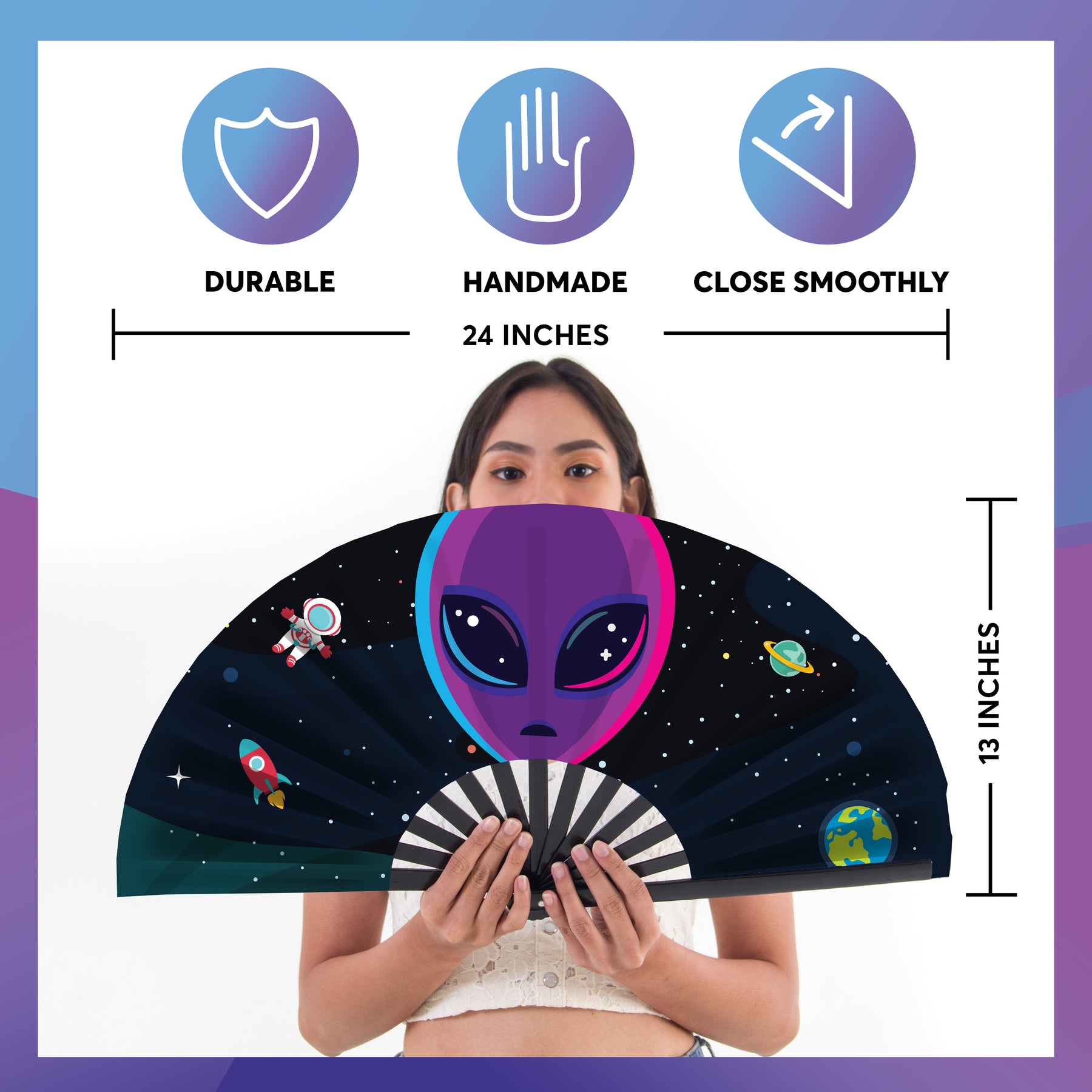 SoJourner Bags Rave Hand Fan (Alien)