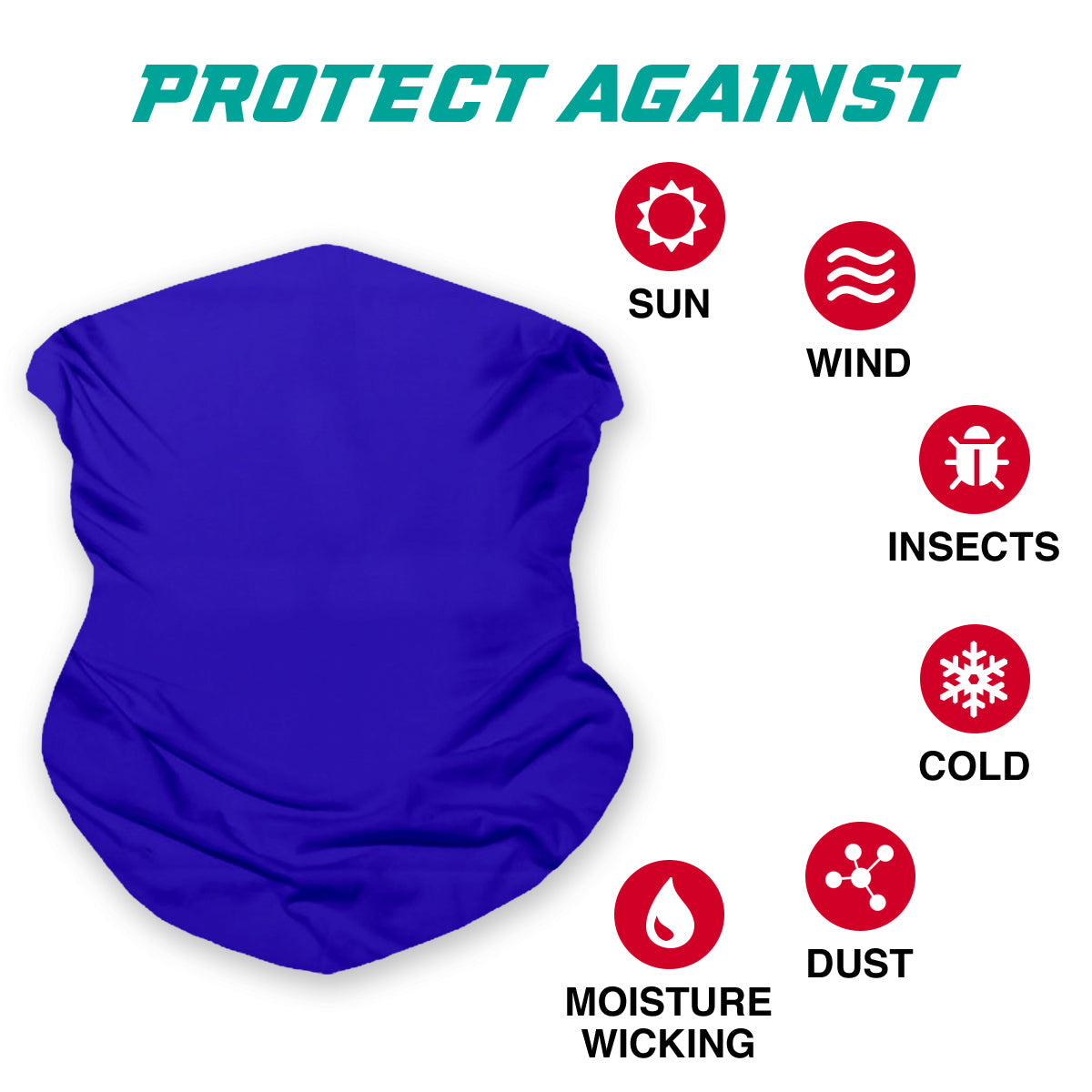 Blue Neck Gaiter Face Mask Bandana (2 Pack) - Neck Gators Face Coverings for Men & Women I Neck Gator Masks