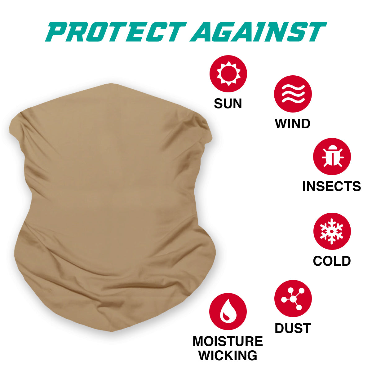 Tan Neck Gaiter Face Mask Bandana (2 Pack) - Neck Gators Face Coverings for Men & Women I Neck Gator Masks