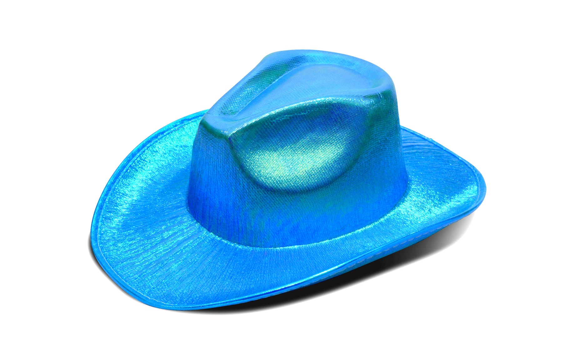 Neon Sparkly Glitter Space Cowboy Hat - Holographic Blue Halloween Party Disco Cowgirl Hat for Birthday & Bachelorette