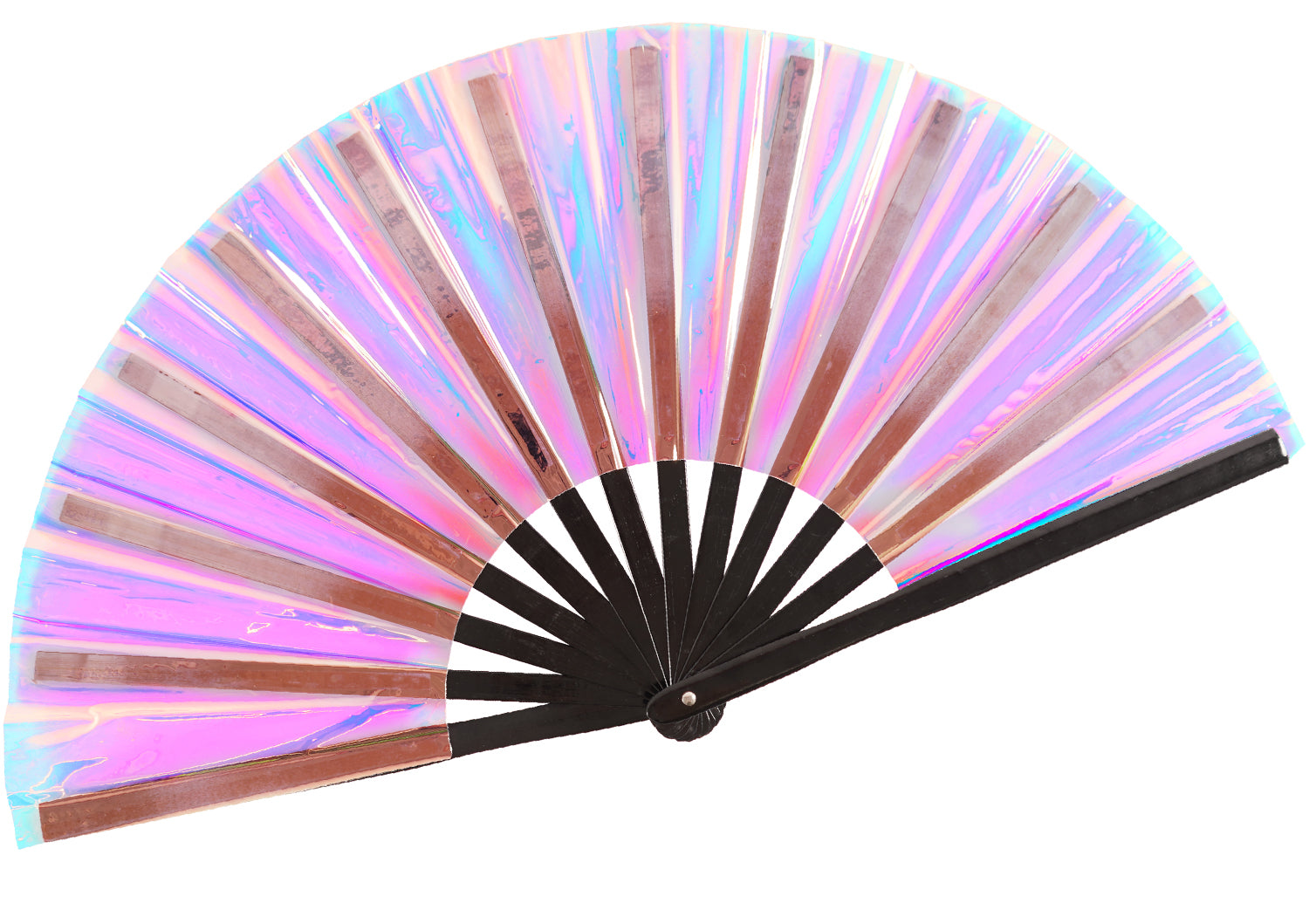 Holographic Rave Fan - Festival Fan - Large Folding Fan for Festivals (Velvet)