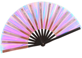 Holographic Rave Fan - Festival Fan - Large Folding Fan for Festivals (Velvet)