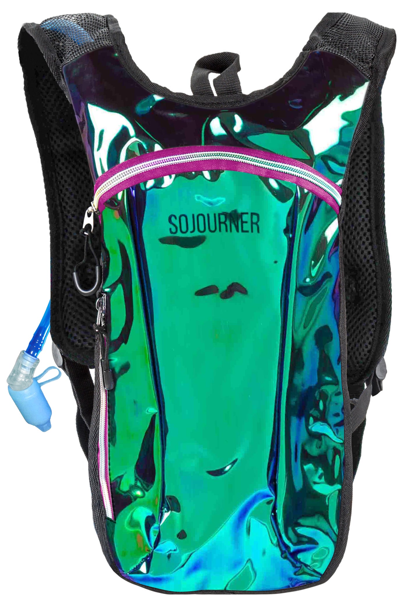 Hydration Pack Backpack - 2L Water Bladder - Laser Green Purple