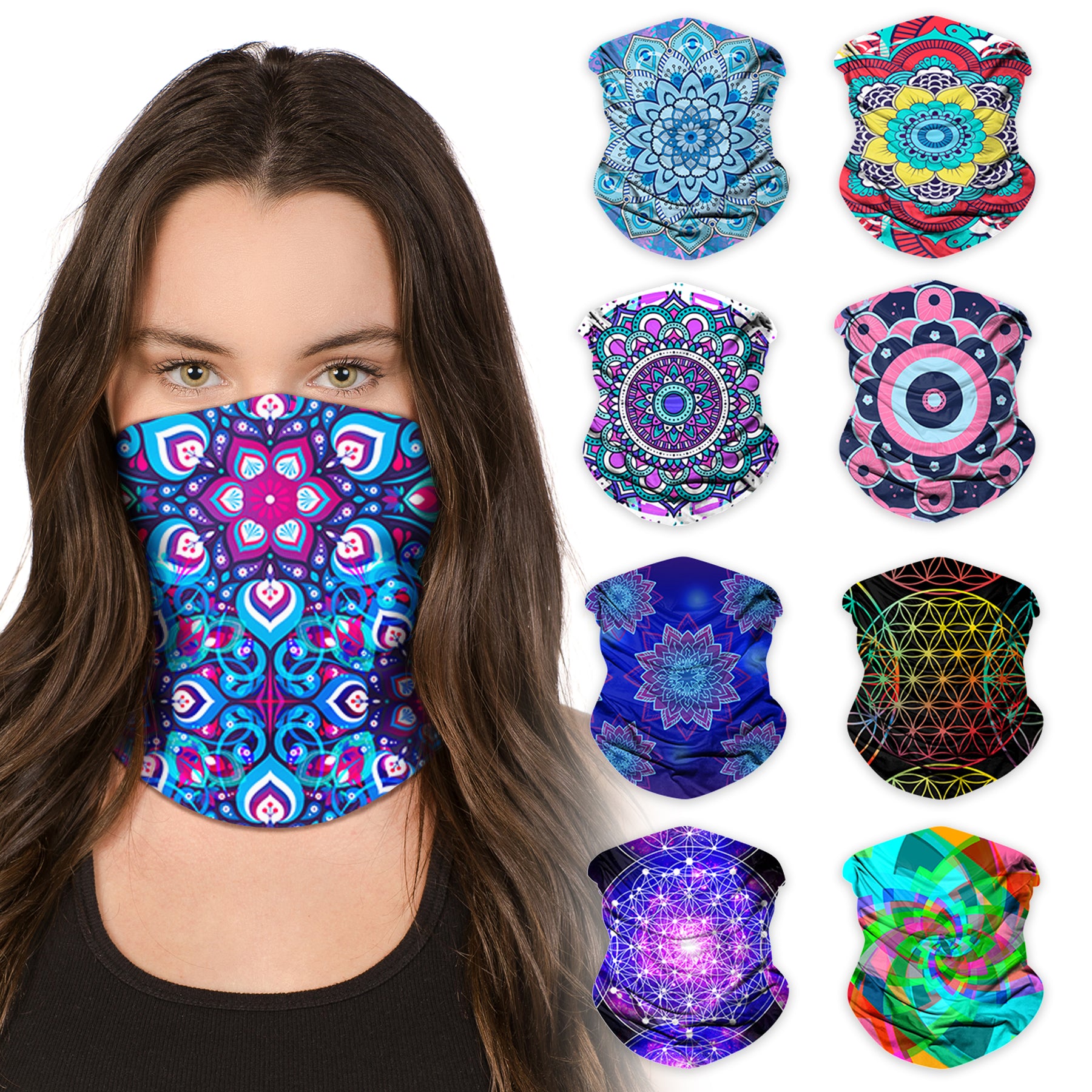 Neck Gaiter Face Mask Bandana Neck Gators Face Coverings for Men & Women I Neck Gator Masks Mandala